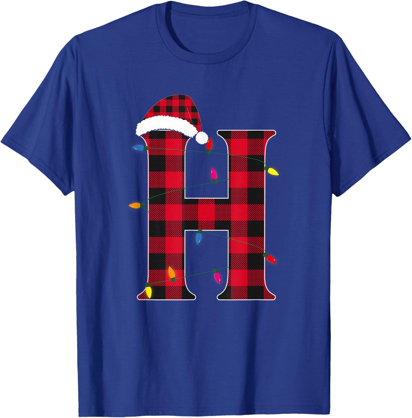 Awesome Letter H Initial Name Buffalo Plaid Christmas T-Shirt - T-Shirt | Royal