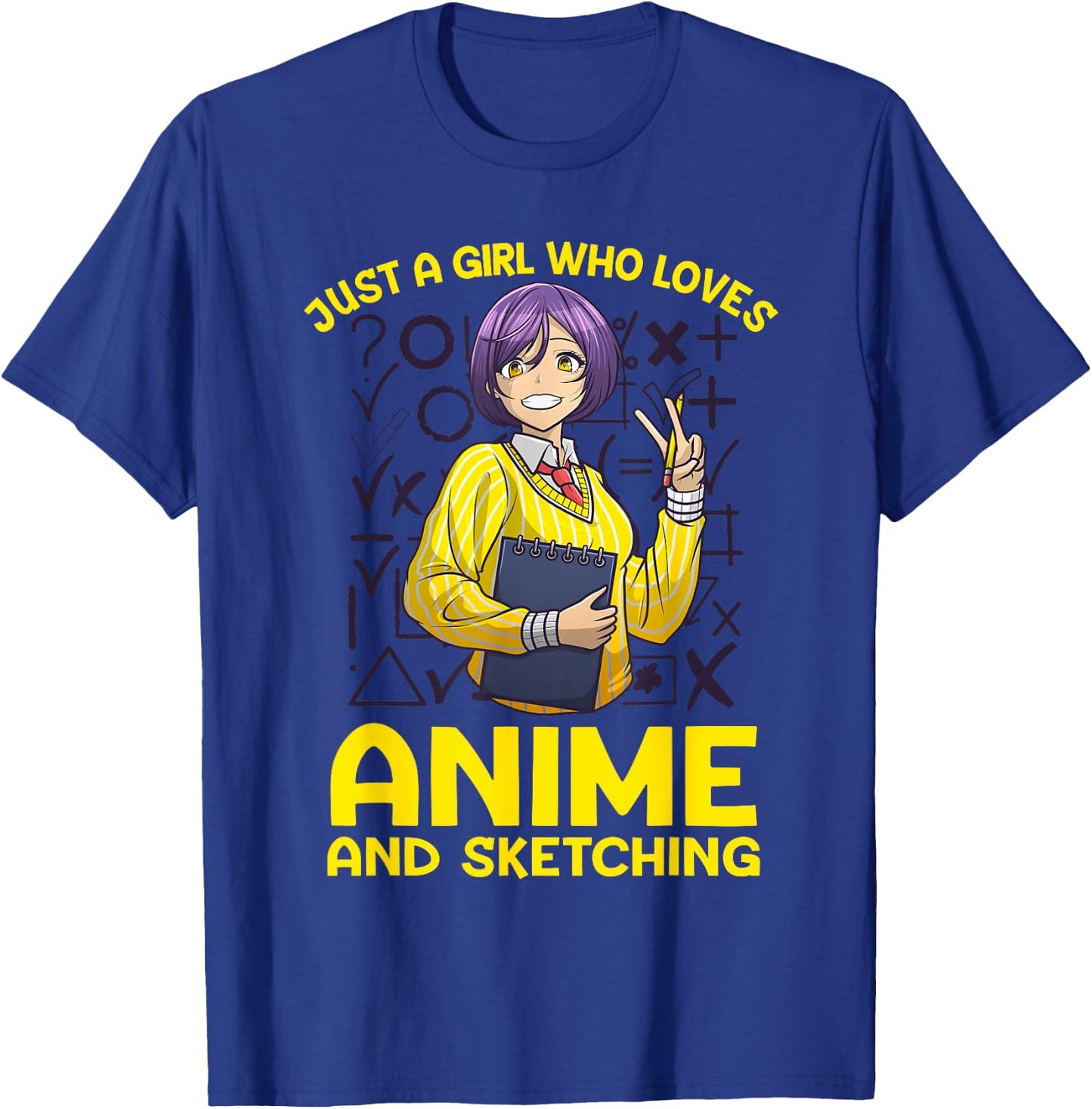 Anime Art Teen Girl Anime Merch Sketch Anime Lover T-Shirt - T-Shirt | Royal