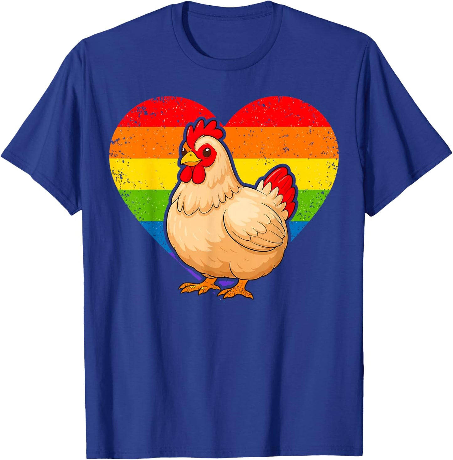 Chicken Rainbow Heart T-Shirt - T-Shirt | Royal