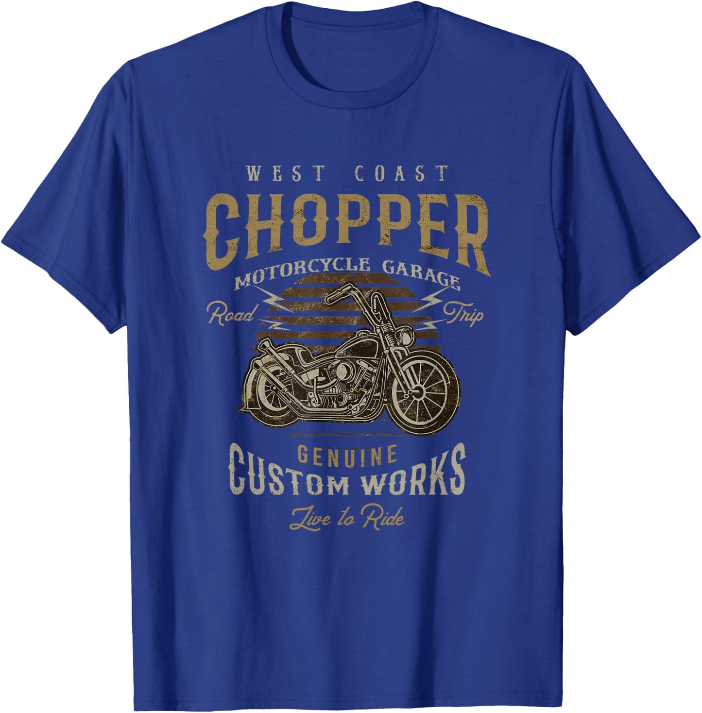 West Coast Chopper Garage Vintage Graphic Motorcycle Shirt T-Shirt - T-Shirt | Royal