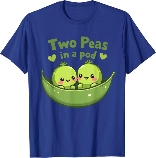 Two Peas in A Pod Best Matching Friends Kawaii Veggie Costum T-Shirt - T-Shirt | Royal