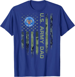 Vintage USA American Flag Proud US Army Veteran Dad Funny T-Shirt - T-Shirt | Royal