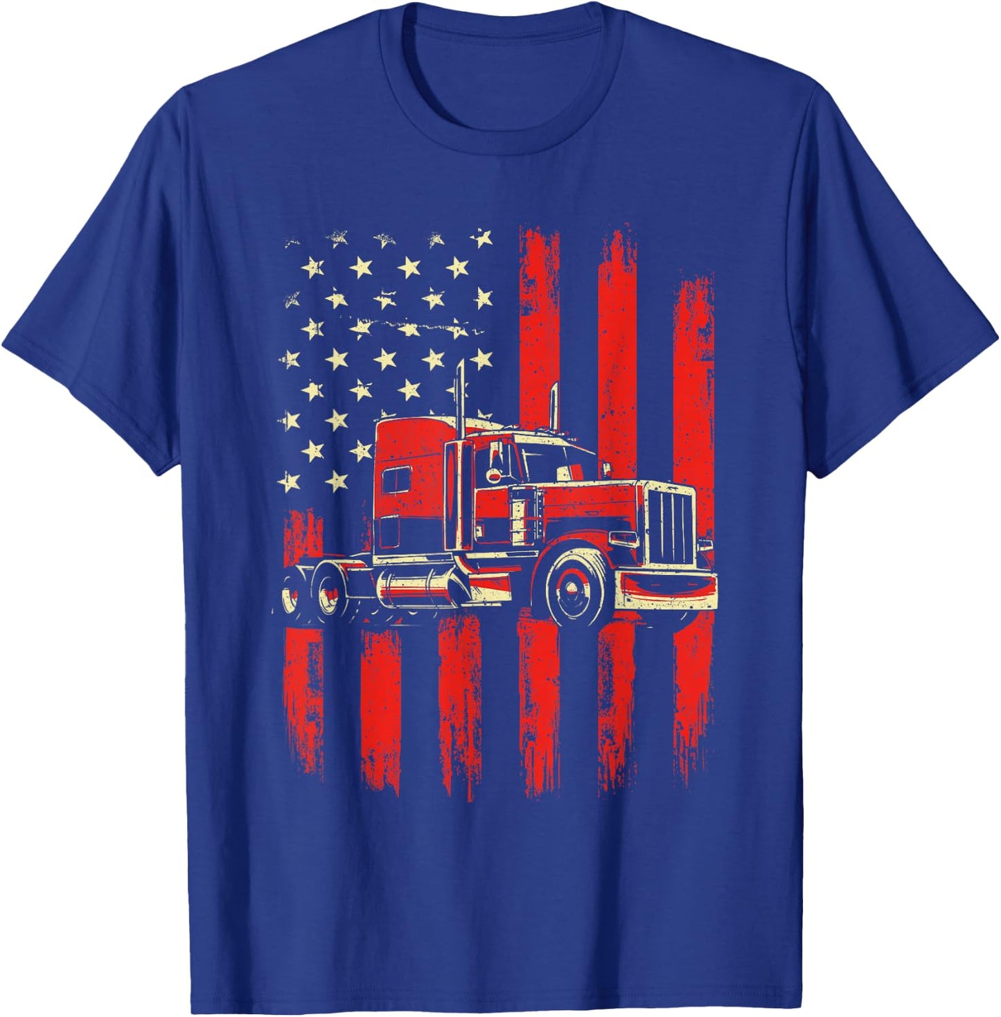 American Trucker - Semi Truck Driver Trucking Big Rig T-Shirt - T-Shirt | Royal