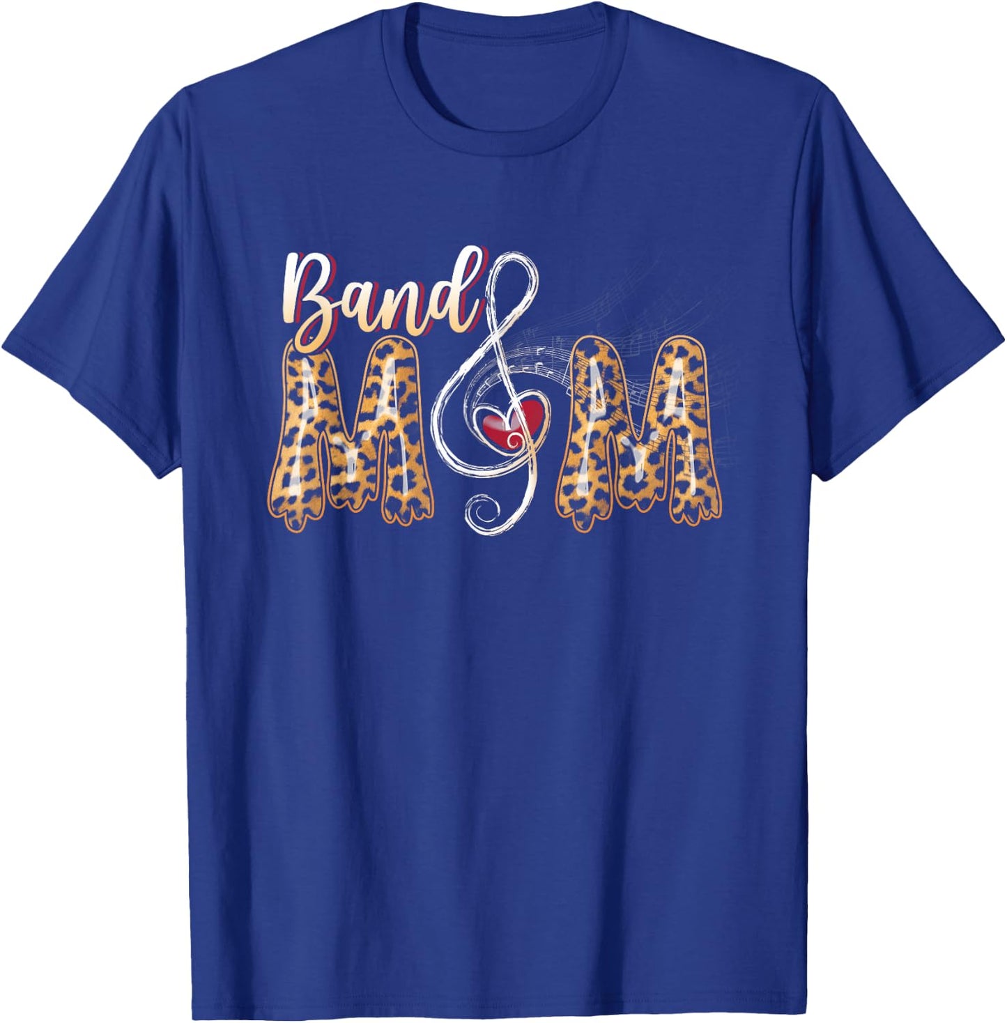 Band Mom Leopard Print Proud Mom Musical Marching Band T-Shirt - T-Shirt | Royal