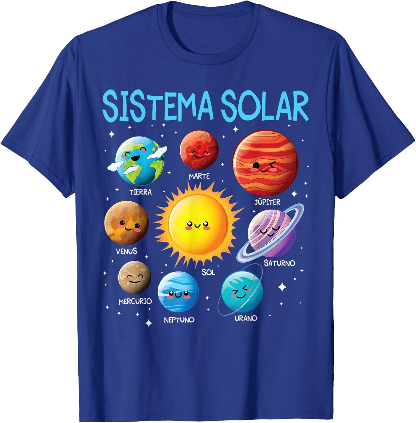 Spanish Solar System Cute Planet Space Español Sistema solar T-Shirt - T-Shirt | Royal