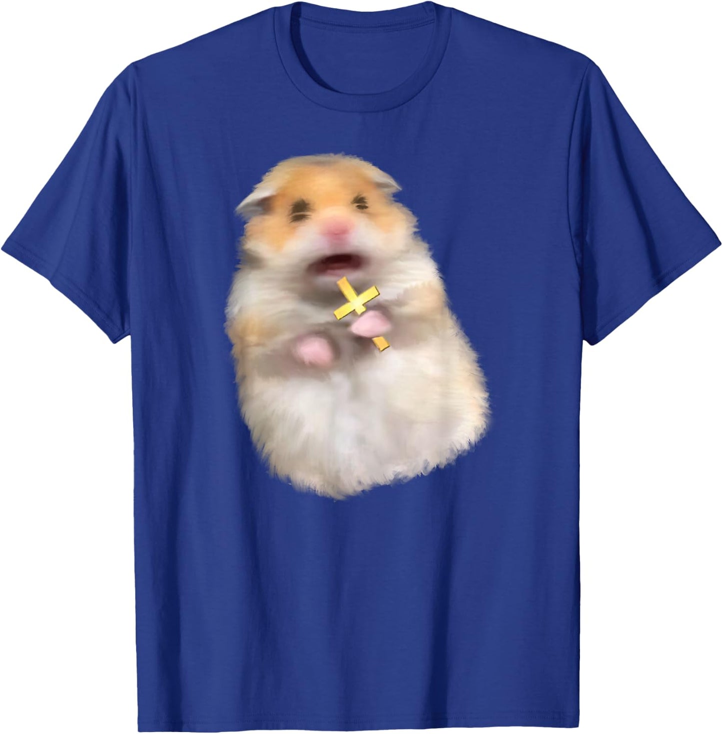 Scared Hamster Meme Kids Cute Christian Hamster Sacred Cross T-Shirt - T-Shirt | Royal