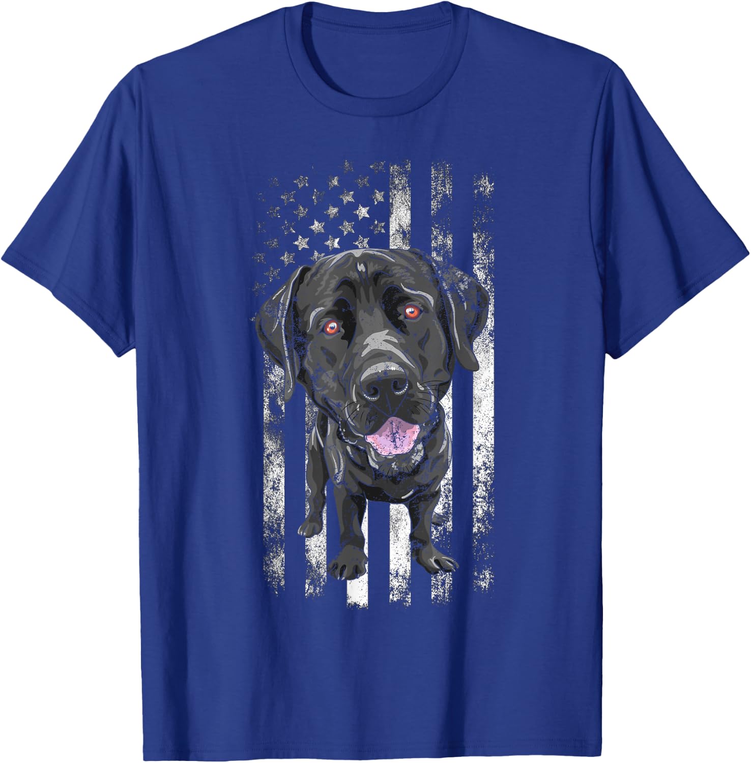 Black Labrador American Flag Patriotic Dog Dad Mom Black Lab Kids Men T-Shirt - T-Shirt | Royal