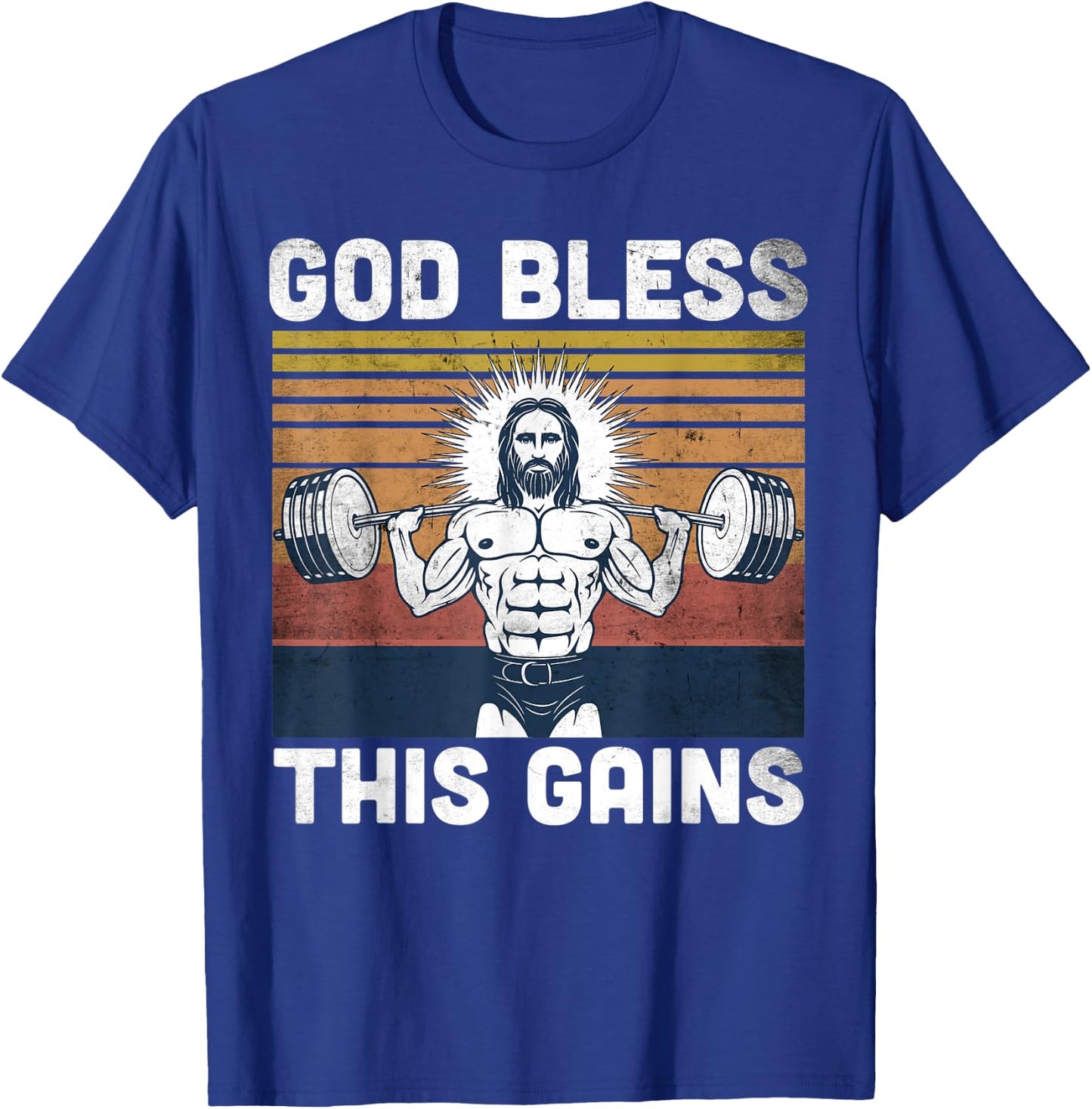 God Bless This Gains - Jesus Workout Strength T-Shirt - T-Shirt | Royal