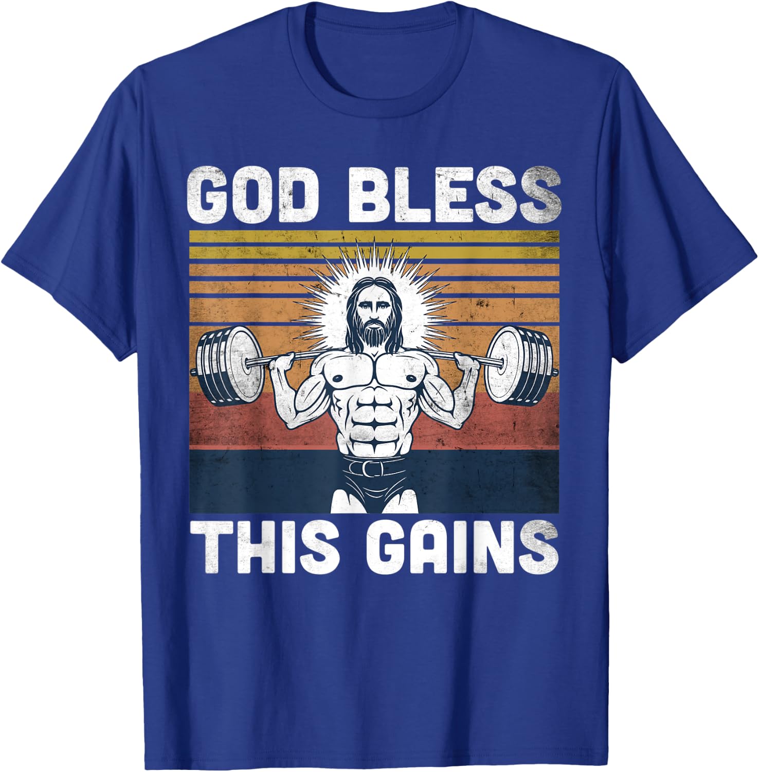 God Bless This Gains - Jesus Workout Strength T-Shirt - T-Shirt | Royal