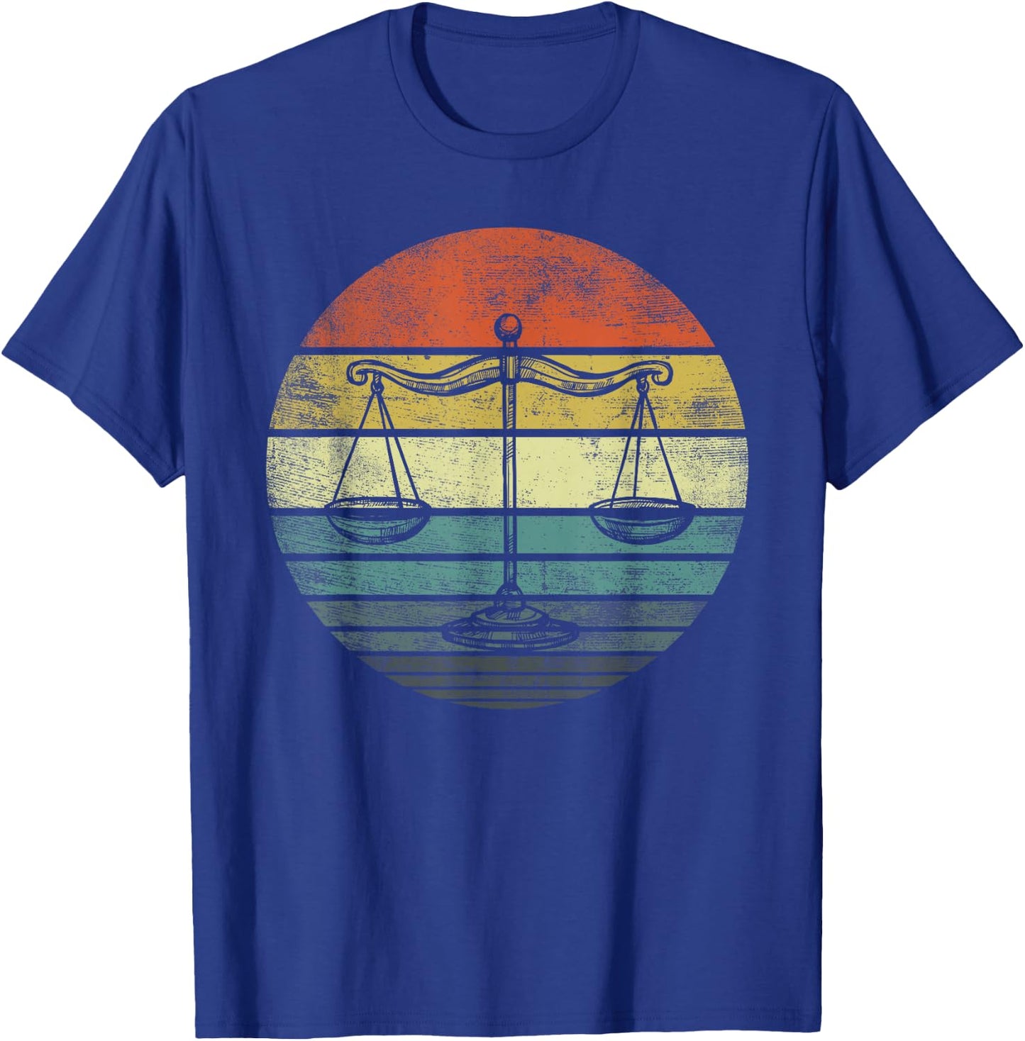 Lawyer Gift Retro Sunset Scale of Justice Student Law School T-Shirt - T-Shirt | Royal
