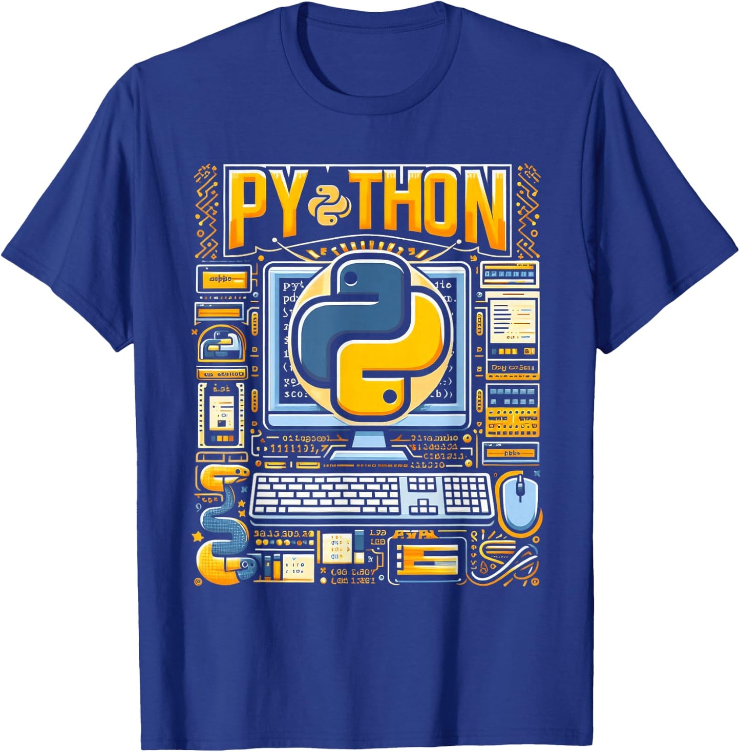 Python Dev Programming Python Programming, -Adults , Black, Small, Short Sleeve T-Shirt - T-Shirt | Royal