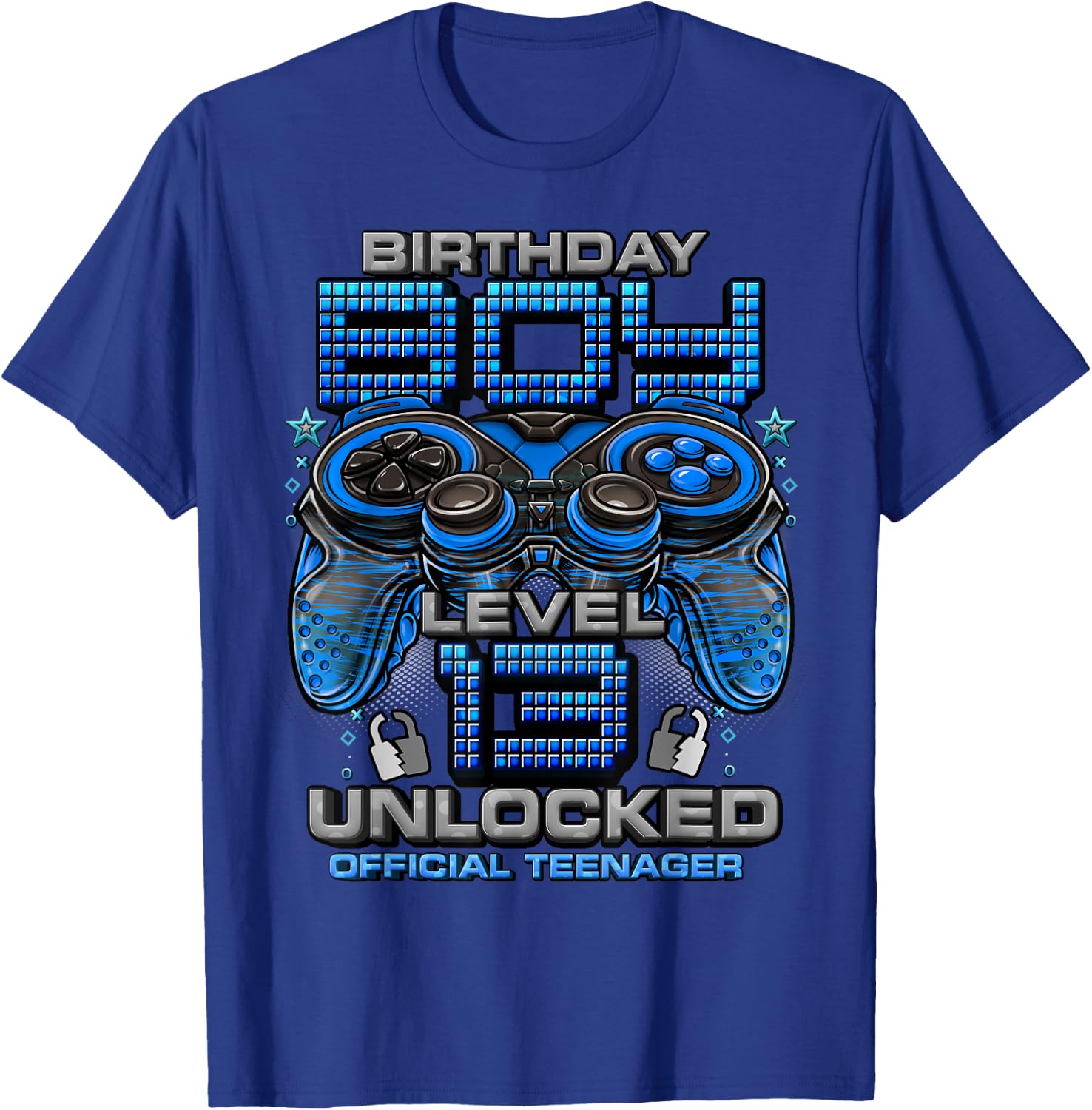Level 13 Unlocked Awesome Since 2010 13th Birthday Gaming T-Shirt - T-Shirt | Royal