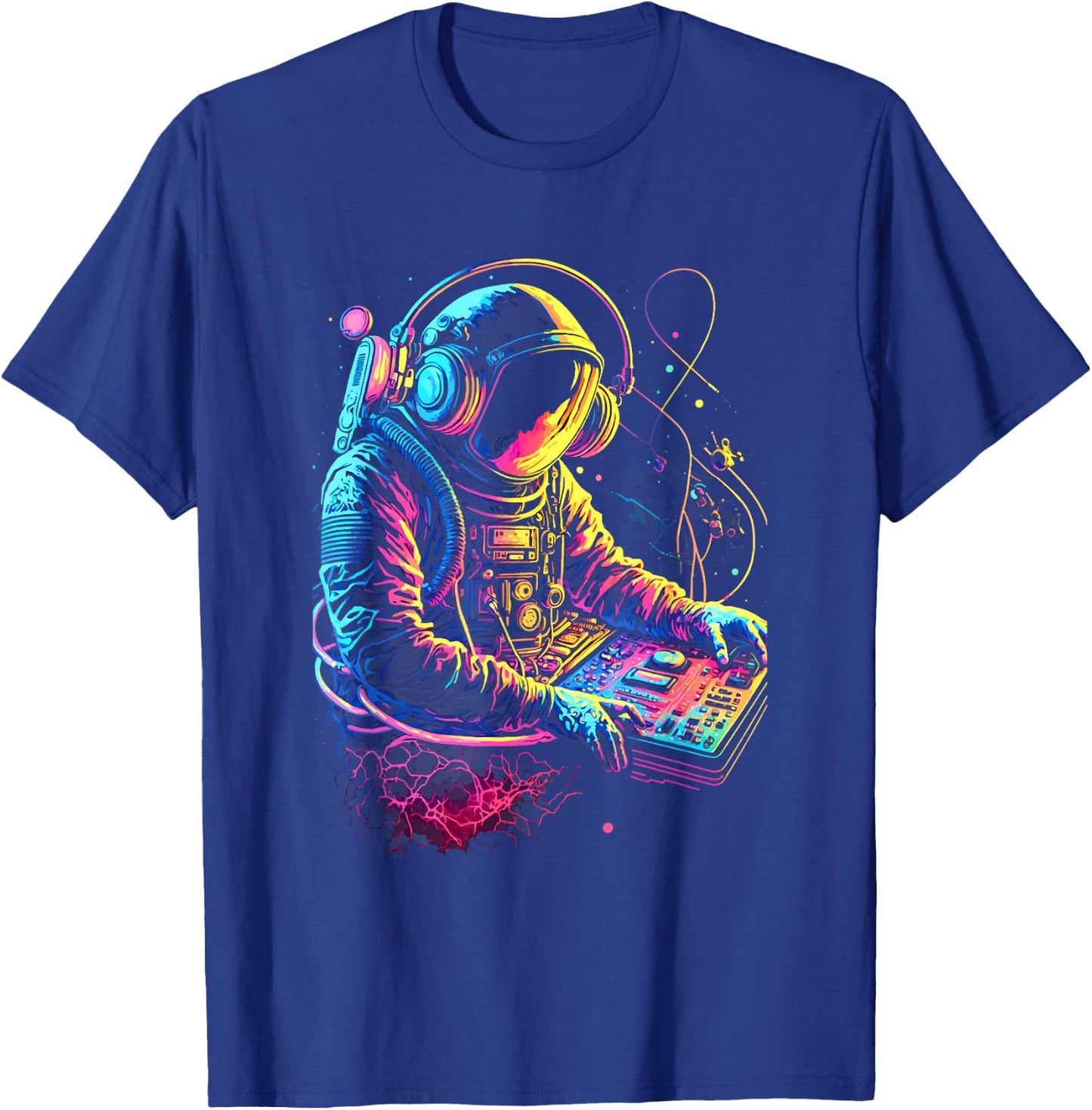 Funky Astronaut DJ in Space: EDM Graphic T-Shirt - T-Shirt | Royal