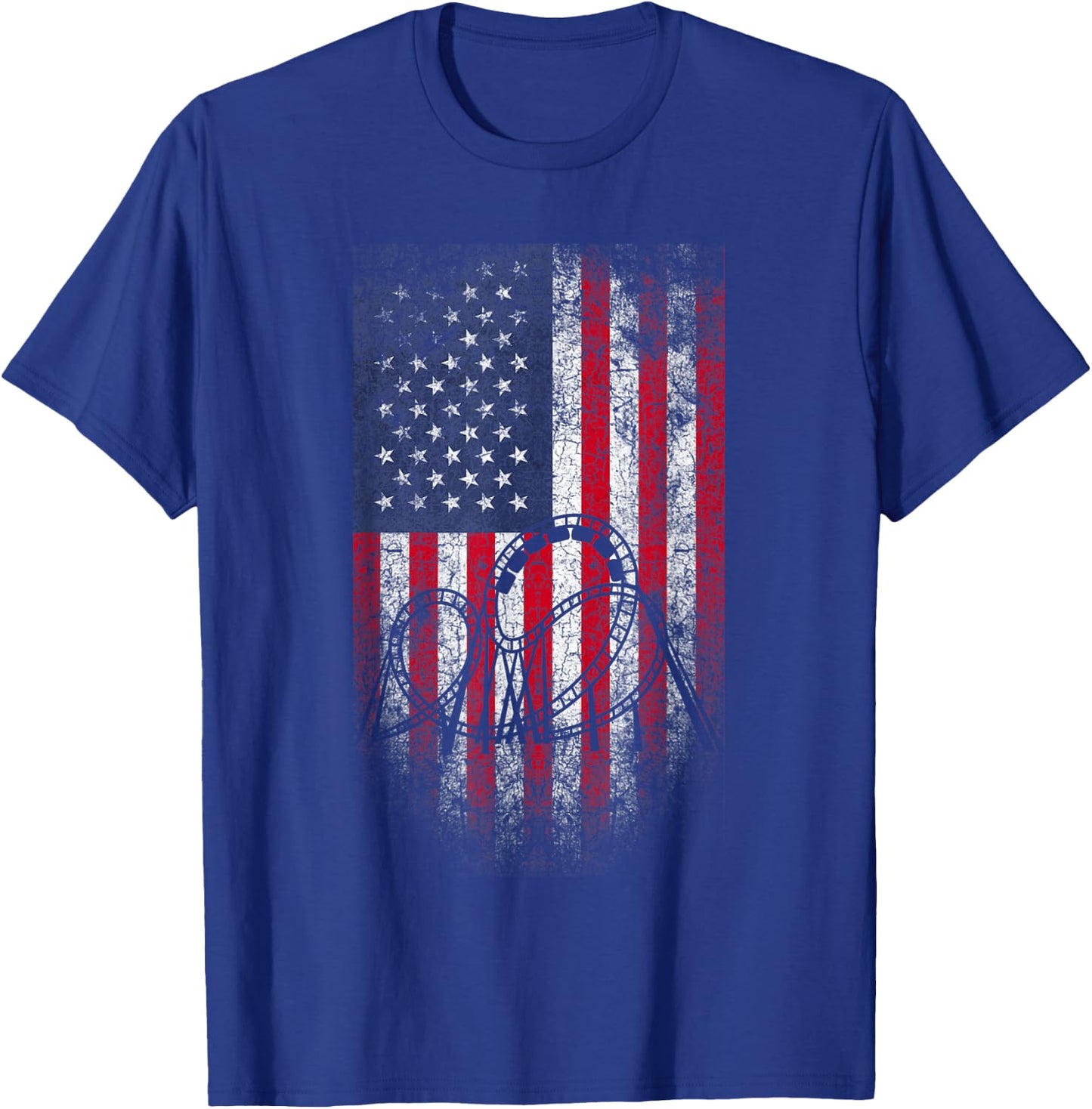 Roller Coaster USA American Flag 4th of July Patriotic Kids Men T-Shirt - T-Shirt | Royal