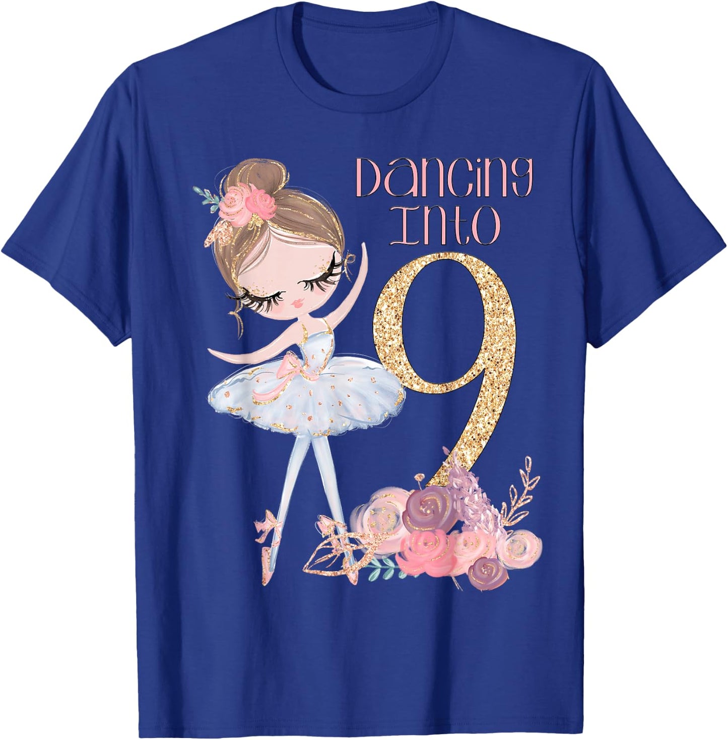 9th Birthday Ballerina Party Ballet Dancer Outfit Girls Nine T-Shirt - T-Shirt | Royal