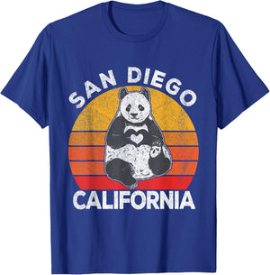 San Diego California Retro Panda Zoo Vintage T-Shirt - T-Shirt | Royal