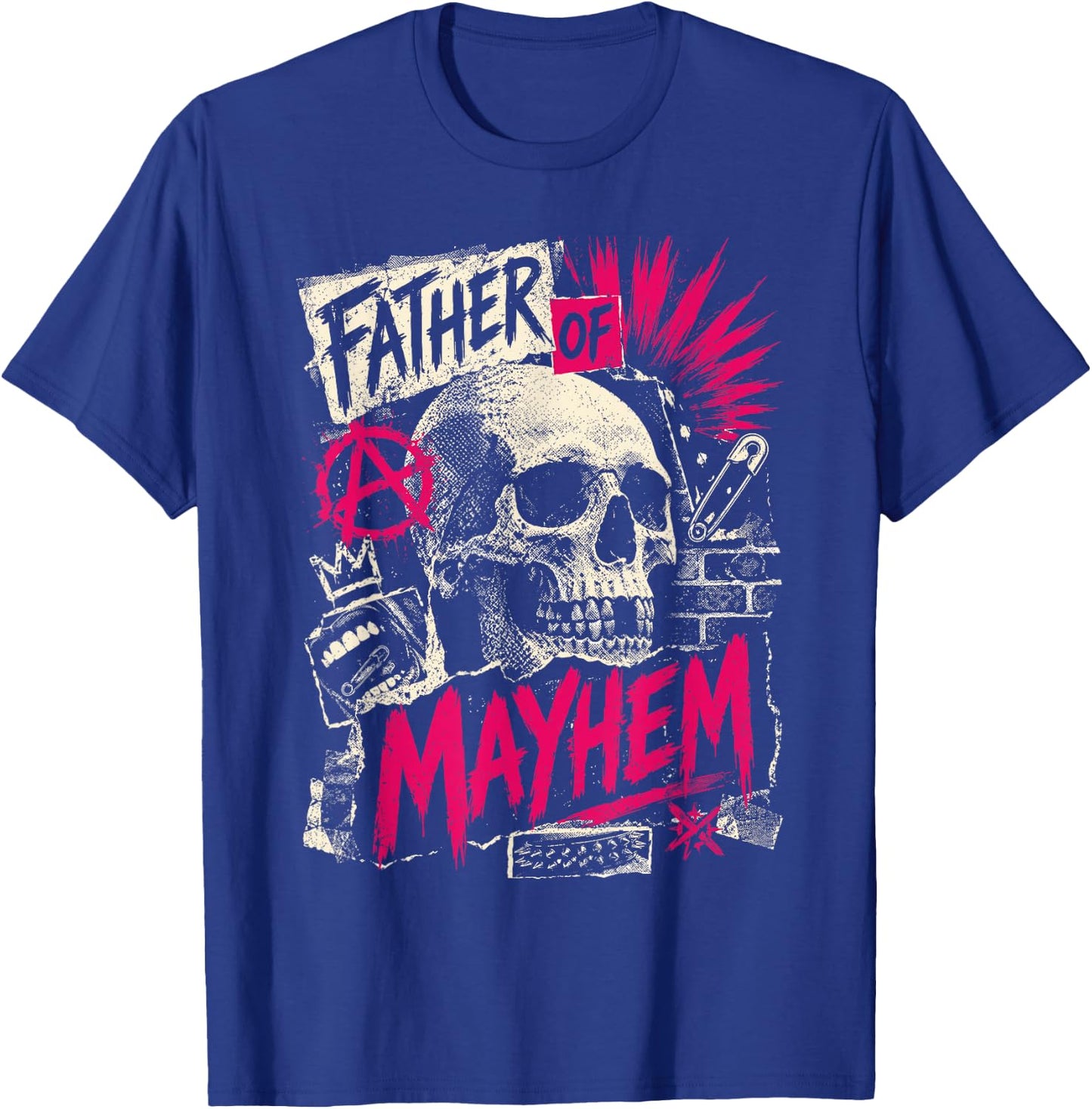 Father's Day Father of Mayhem Funny Dad Matching Family T-Shirt - T-Shirt | Royal