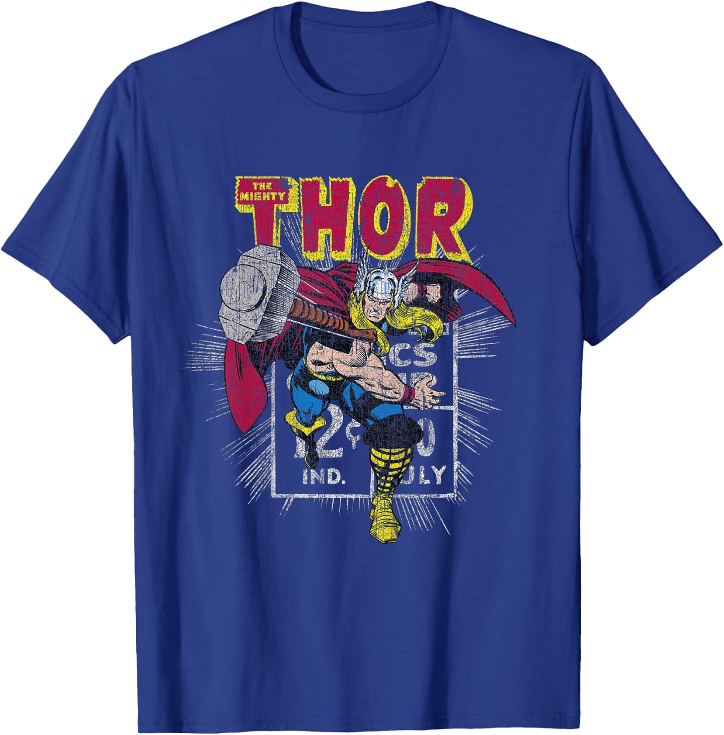 Kids Marvel Mighty Thor Hammer Throw Retro Kids Graphic T-Shirt - T-Shirt | Royal