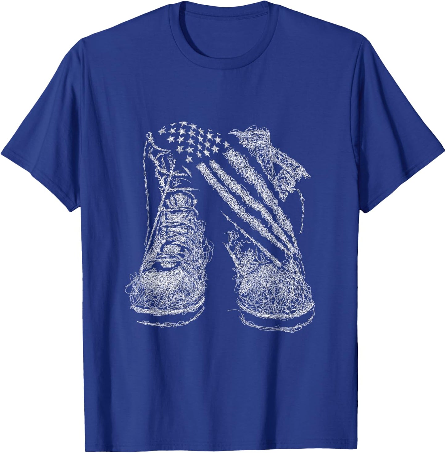 Army Boots USA Flag Boots Print Tactical Boots T-Shirt - T-Shirt | Royal