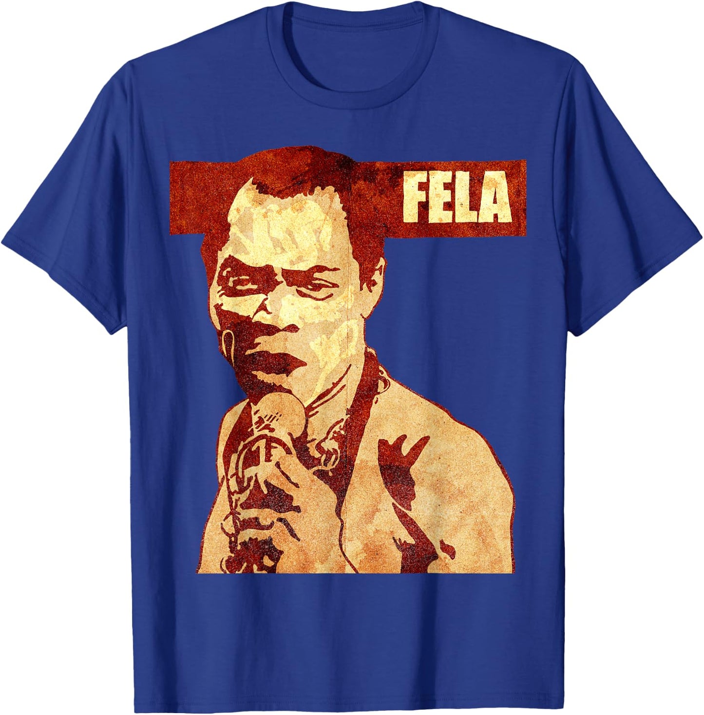 WellRed -Adults Fela Kuti Graphic Black Small Classic Fit Short Sleeve T-Shirt - T-Shirt | Royal
