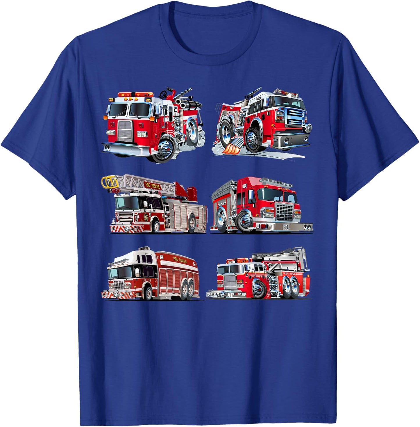 Types of Fire Truck Boy Toddler Kids Firefighter Xmas T-Shirt - T-Shirt | Royal