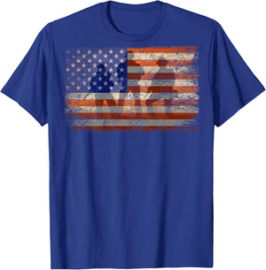 Military Soldier Patriotic American Flag Print On Back T-Shirt - T-Shirt | Royal