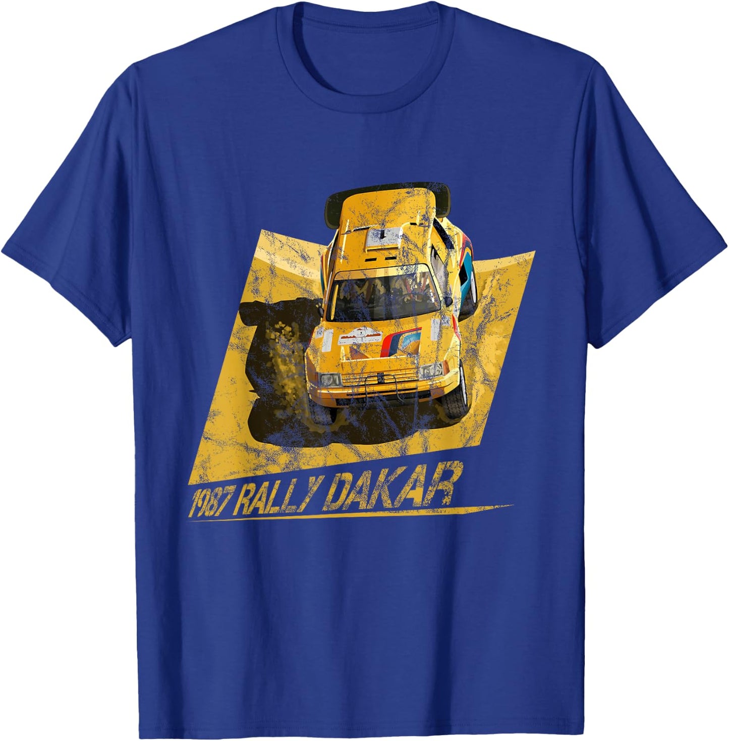 1987 Rally Dakar Classic Rally Car Design 80s T-Shirt - T-Shirt | Royal