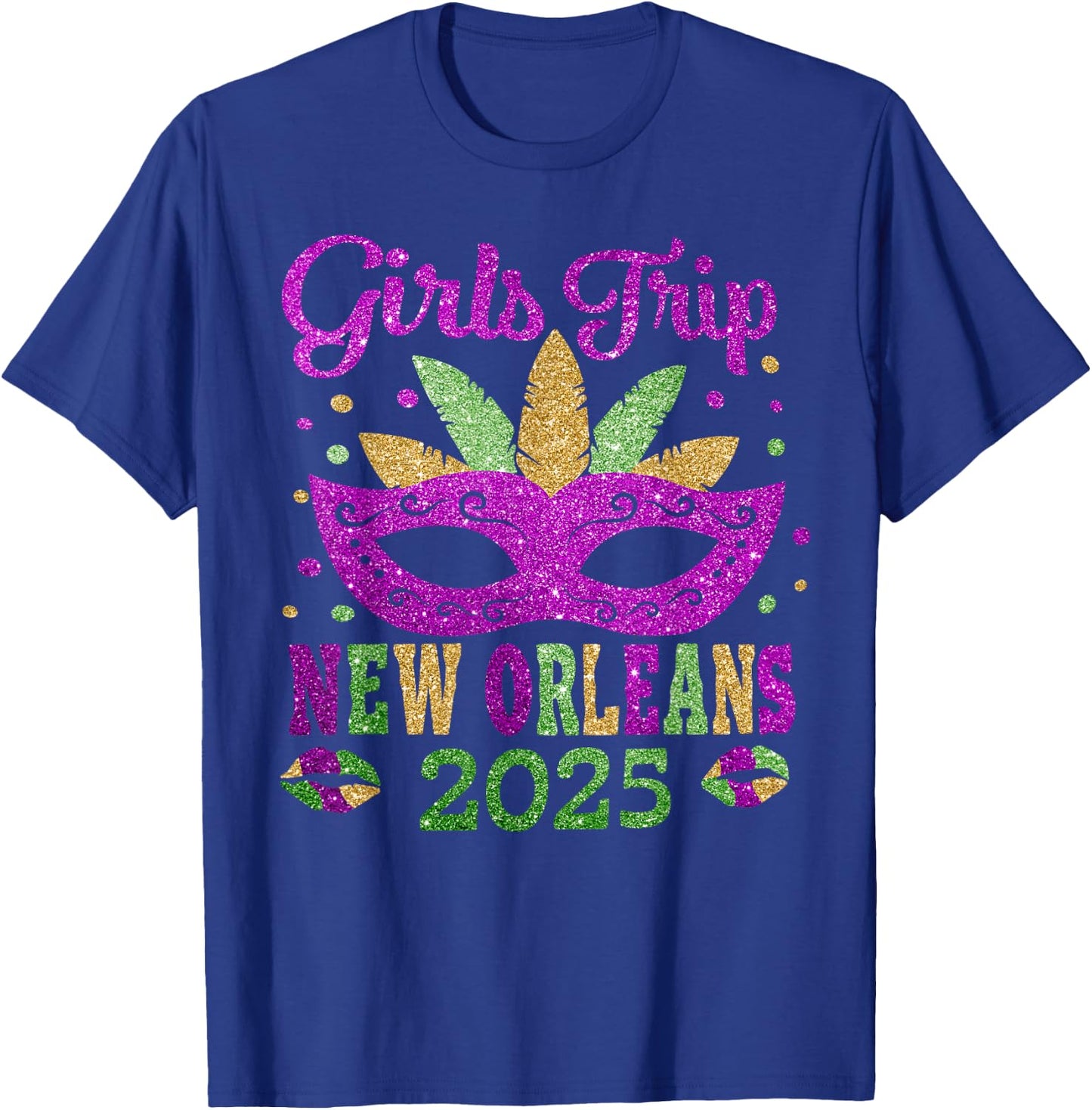 Girls Trip New Orleans 2025 Mardi Gras Mask Beads Matching T-Shirt - T-Shirt | Royal