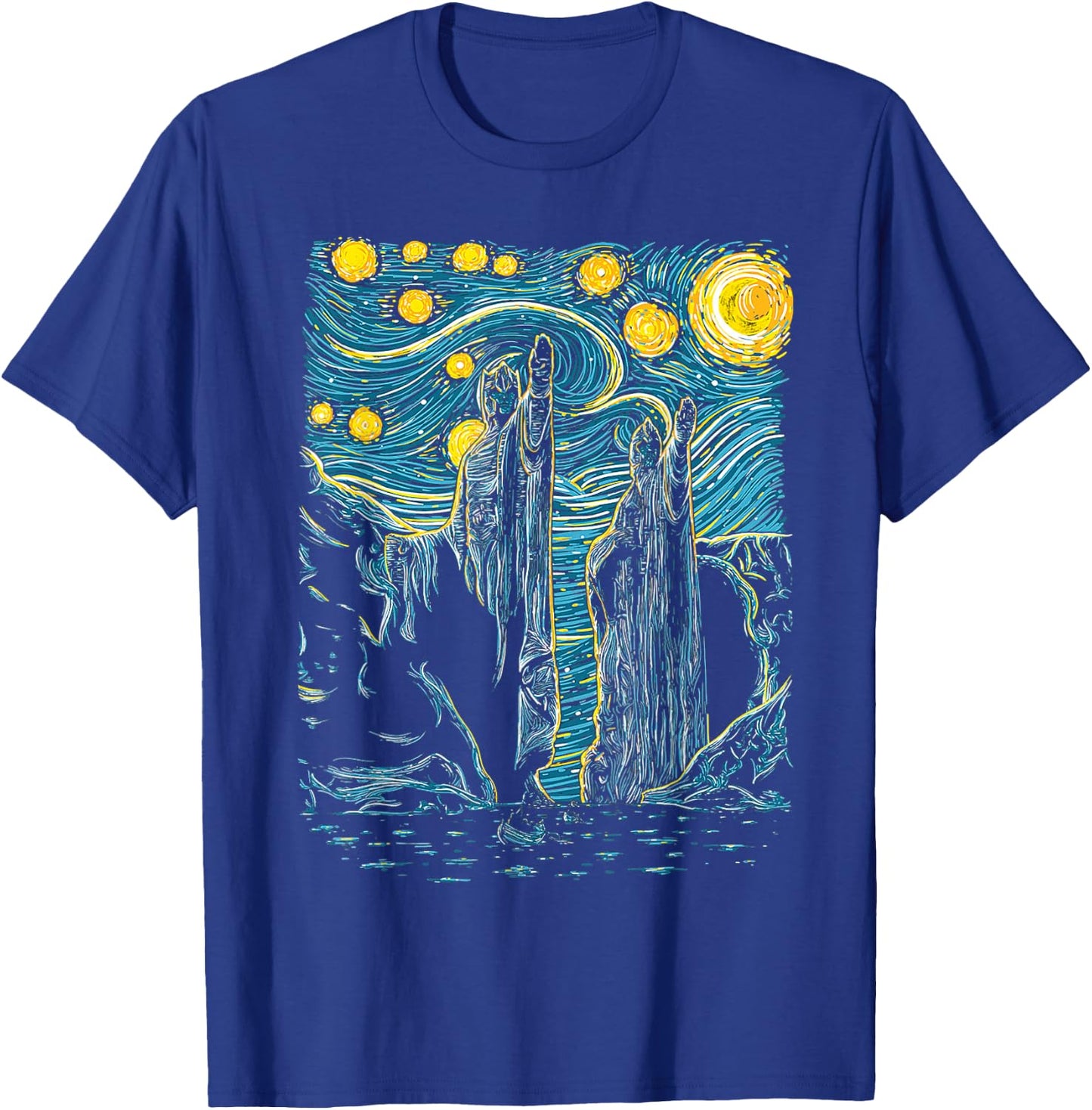 Argonath Starry Night Van Gogh Style T-Shirt - T-Shirt | Royal