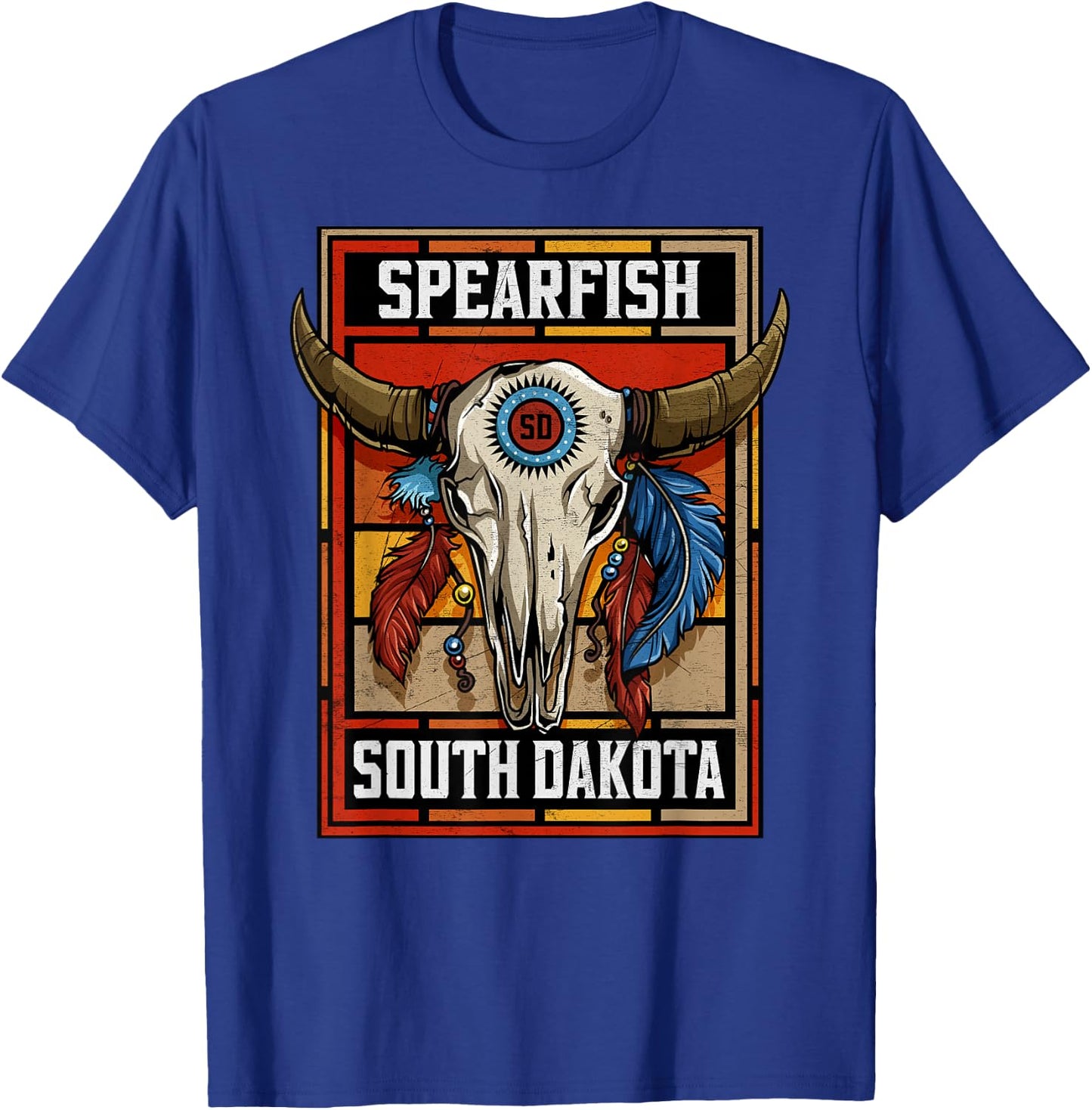 Spearfish South Dakota Native American Bison Skull T-Shirt - T-Shirt | Royal