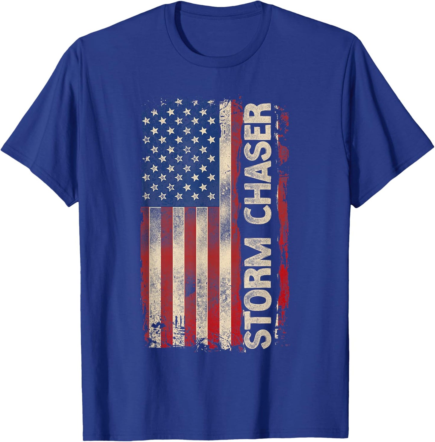 Storm Chaser Hurricane Meteorology Tornado Usa American Flag T-Shirt - T-Shirt | Royal