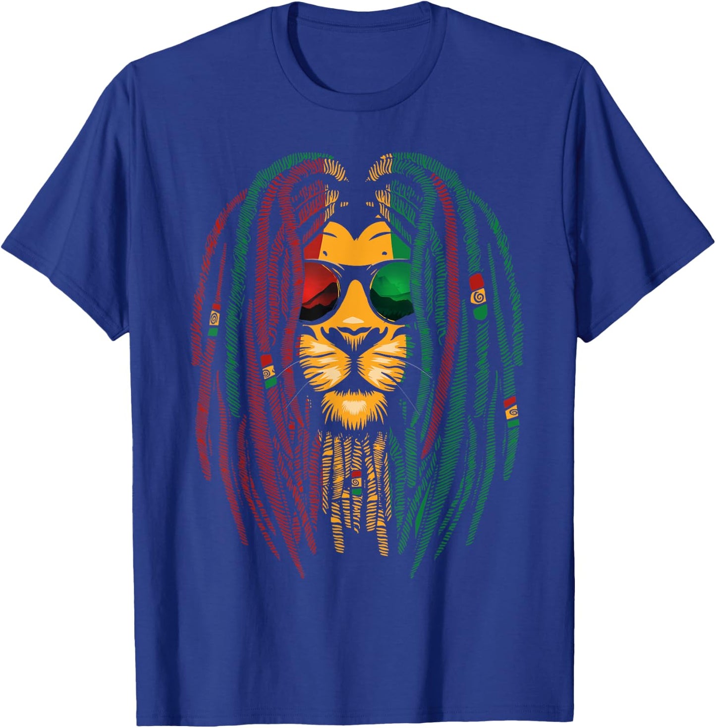 Lion Dreadlocks Reggae Wild Cat Rasta Africa Rastafarian T-Shirt - T-Shirt | Royal