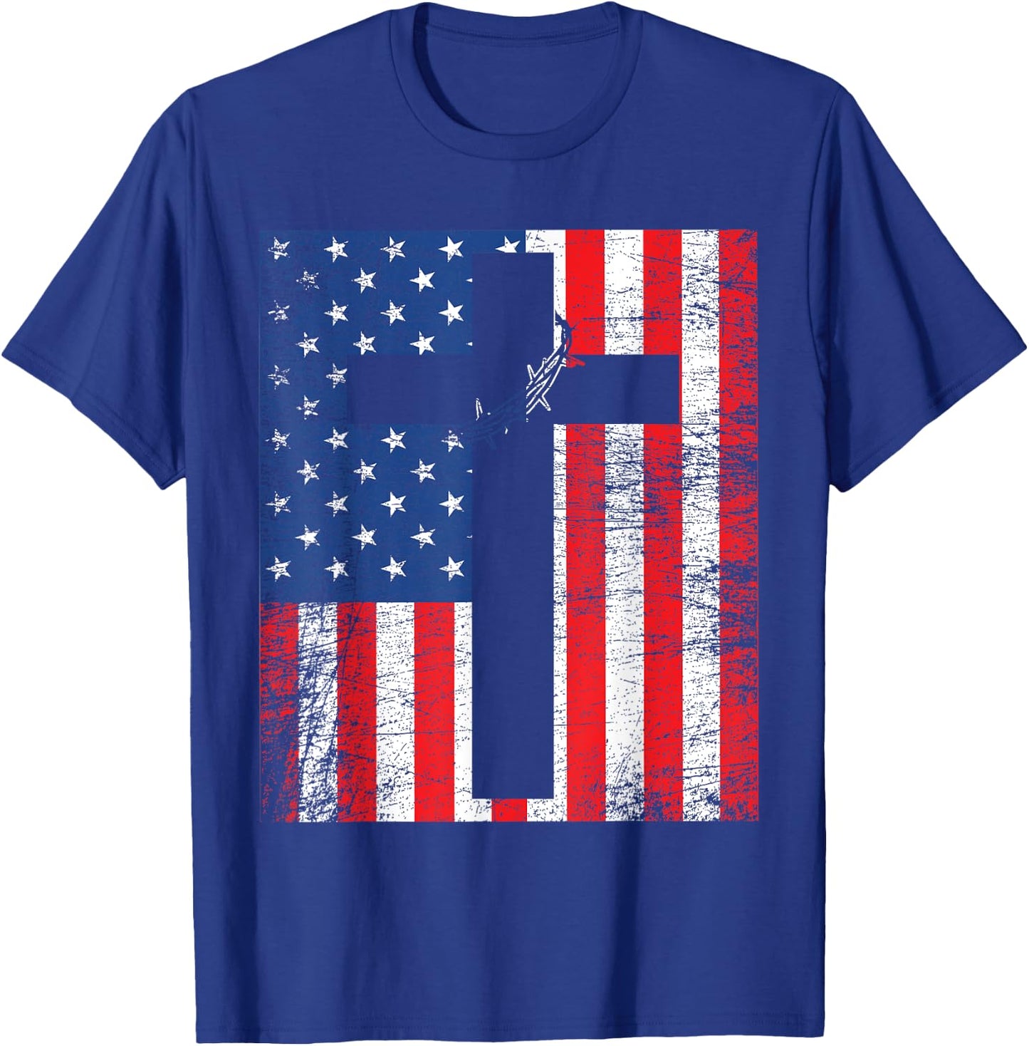 American Flag Jesus Stripes Patriotic Christian Women Men T-Shirt - T-Shirt | Royal