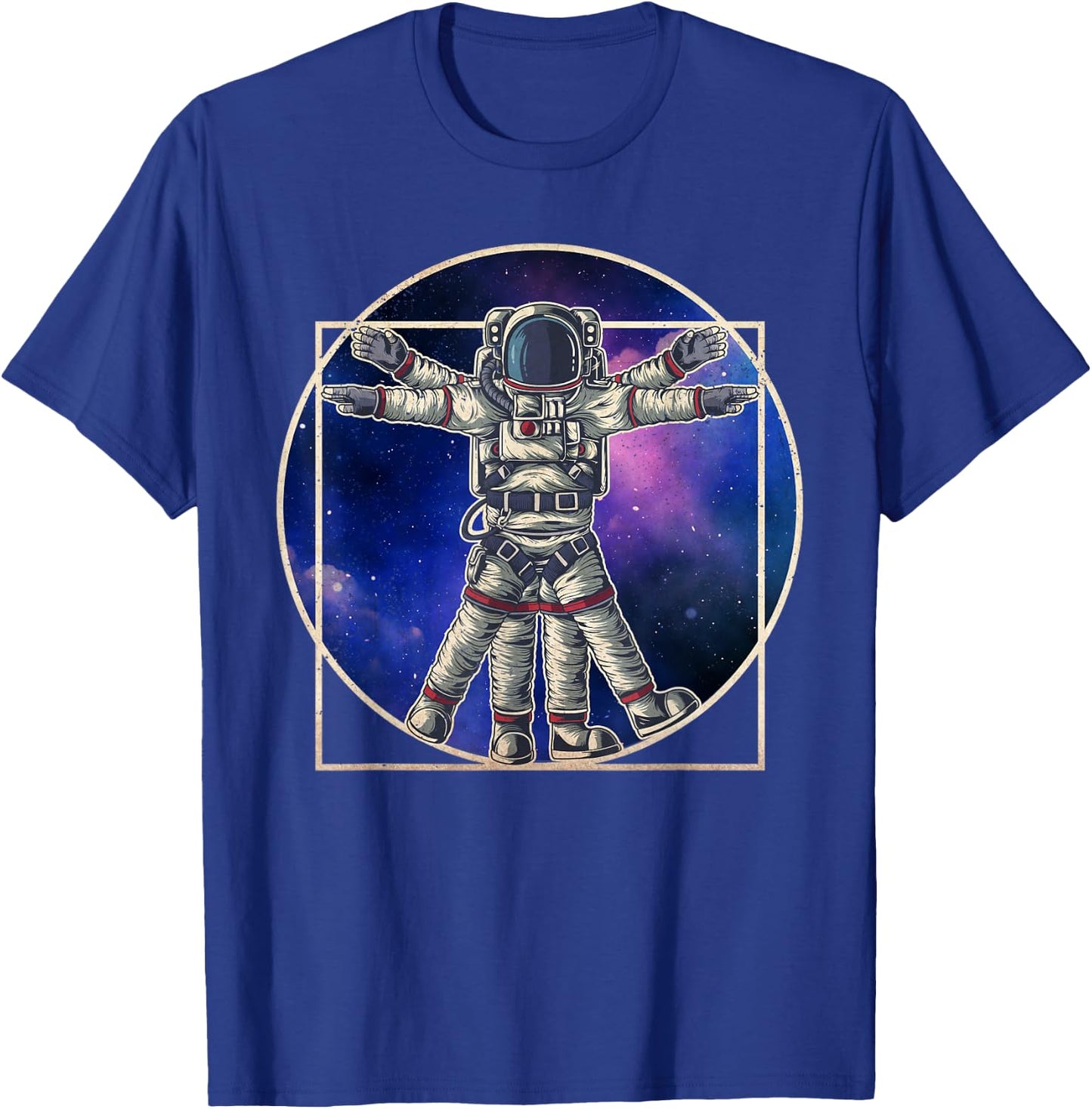 Astronaut Vitruvian Man Da Vinci Cute Funny Graphic T-Shirt - T-Shirt | Royal