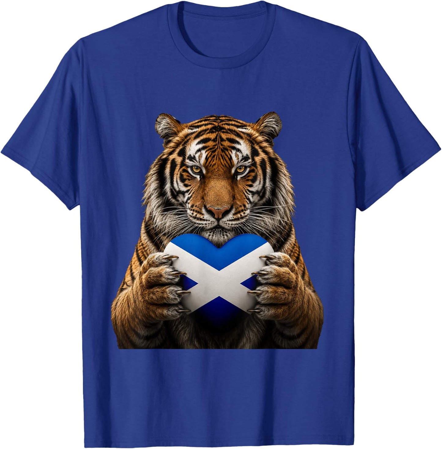 Scotland Flag Heart Pride Country Heritage Tiger Scottish T-Shirt - T-Shirt | Royal