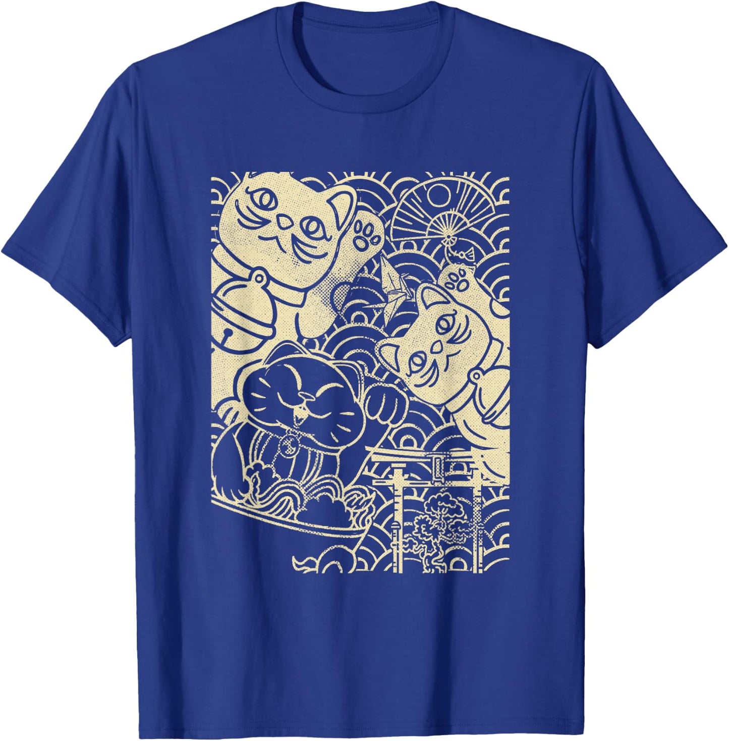 Lucky Cat Maneki-Neko Japanese Good Luck Japan Life T-Shirt - T-Shirt | Royal