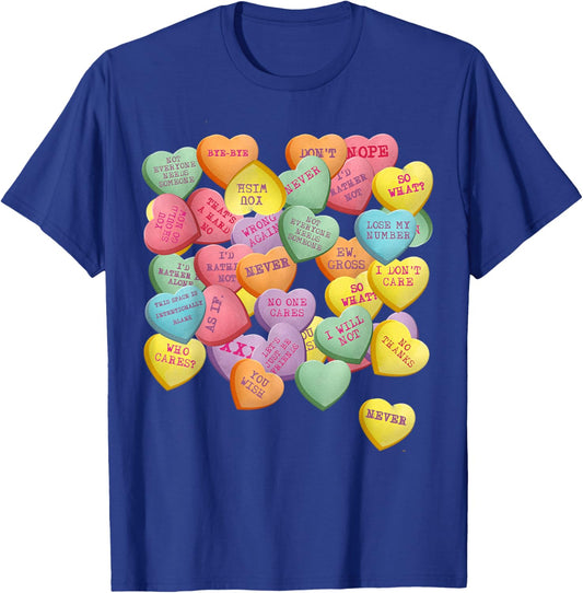 Vintage Candy Conversation Hearts for Anti Valentine's Day T-Shirt - T-Shirt | Royal
