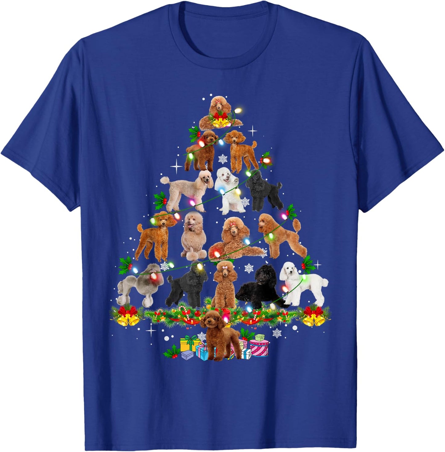 Funny Poodle Christmas Tree Ornament Decor Xmas Dog Dad Mom T-Shirt - T-Shirt | Royal