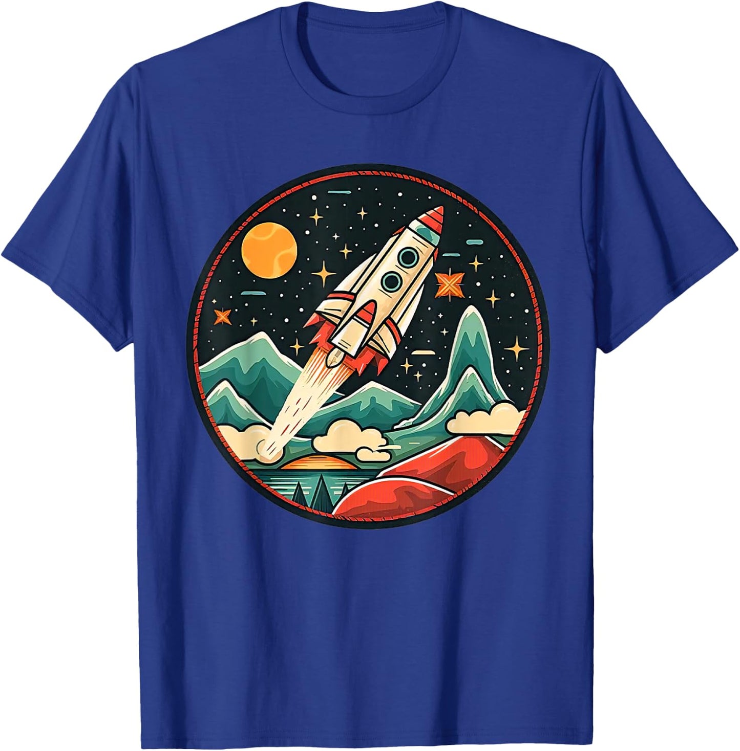 Cute Rocket Spaceship Kids Boys Toddlers Astronaut T-Shirt - T-Shirt | Royal