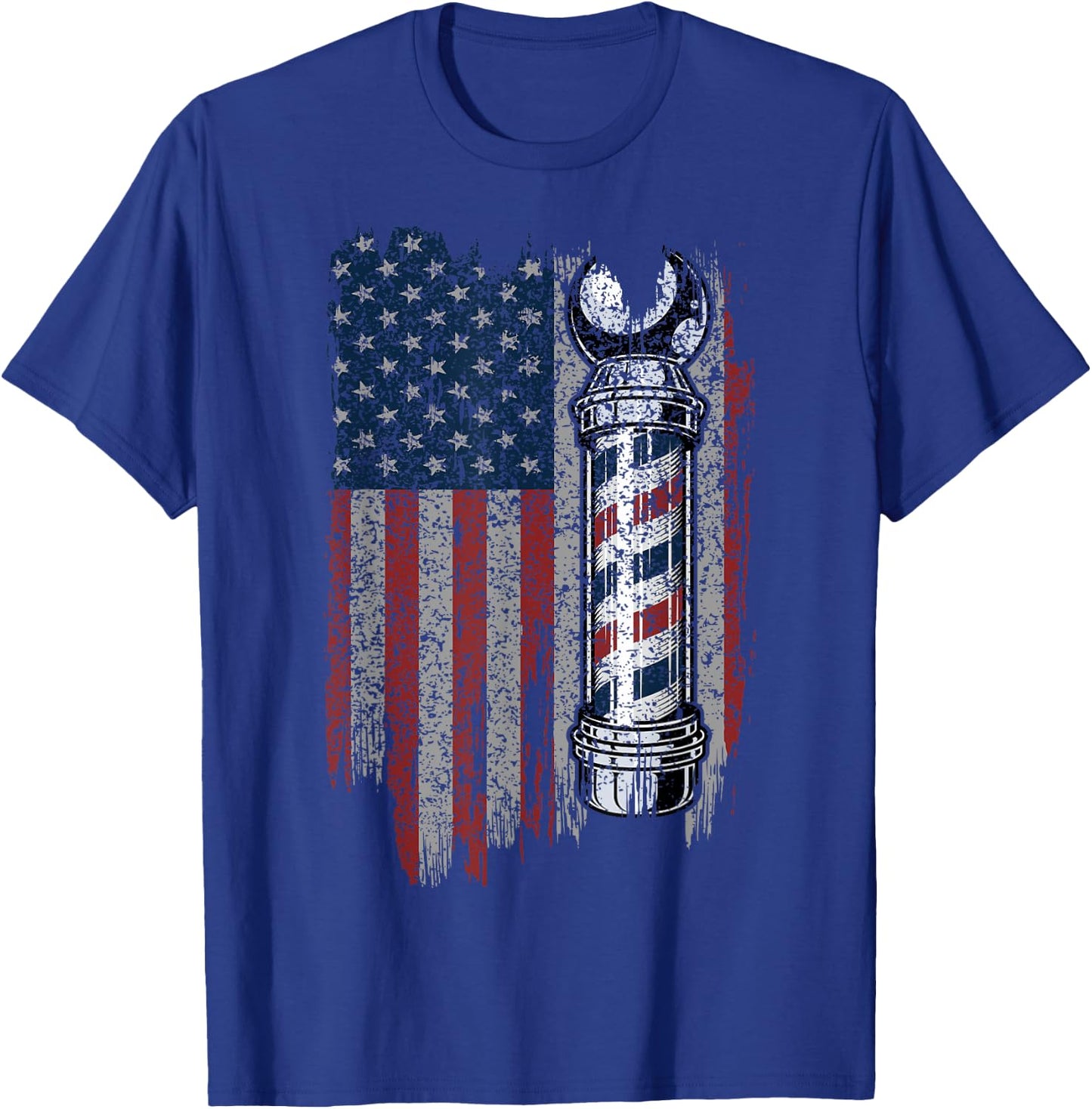 American Flag Barber - Barbershop Gift Patriotic Barber Men T-Shirt - T-Shirt | Royal