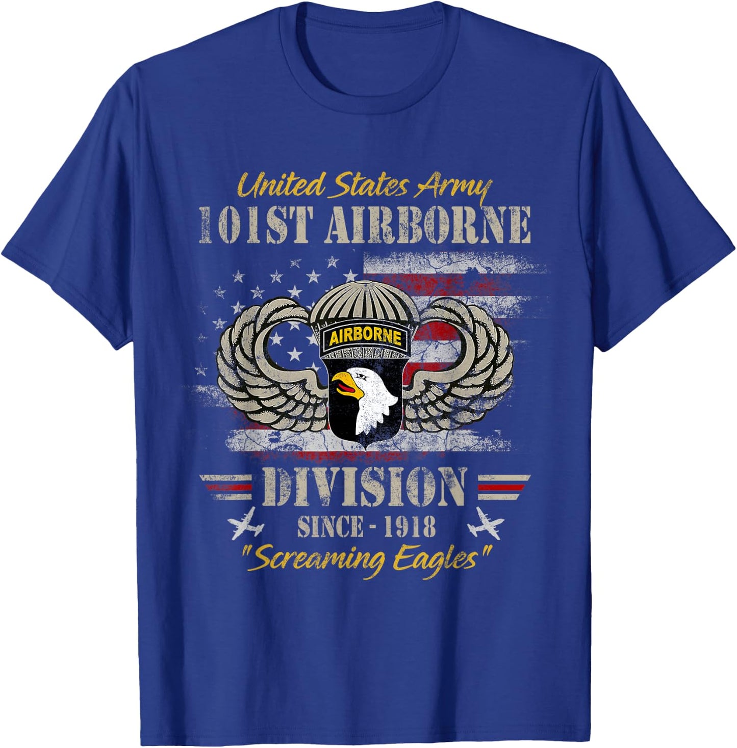 U.S Army 101st Airborne Paratrooper Veteran Screaming Eagles T-Shirt - T-Shirt | Royal