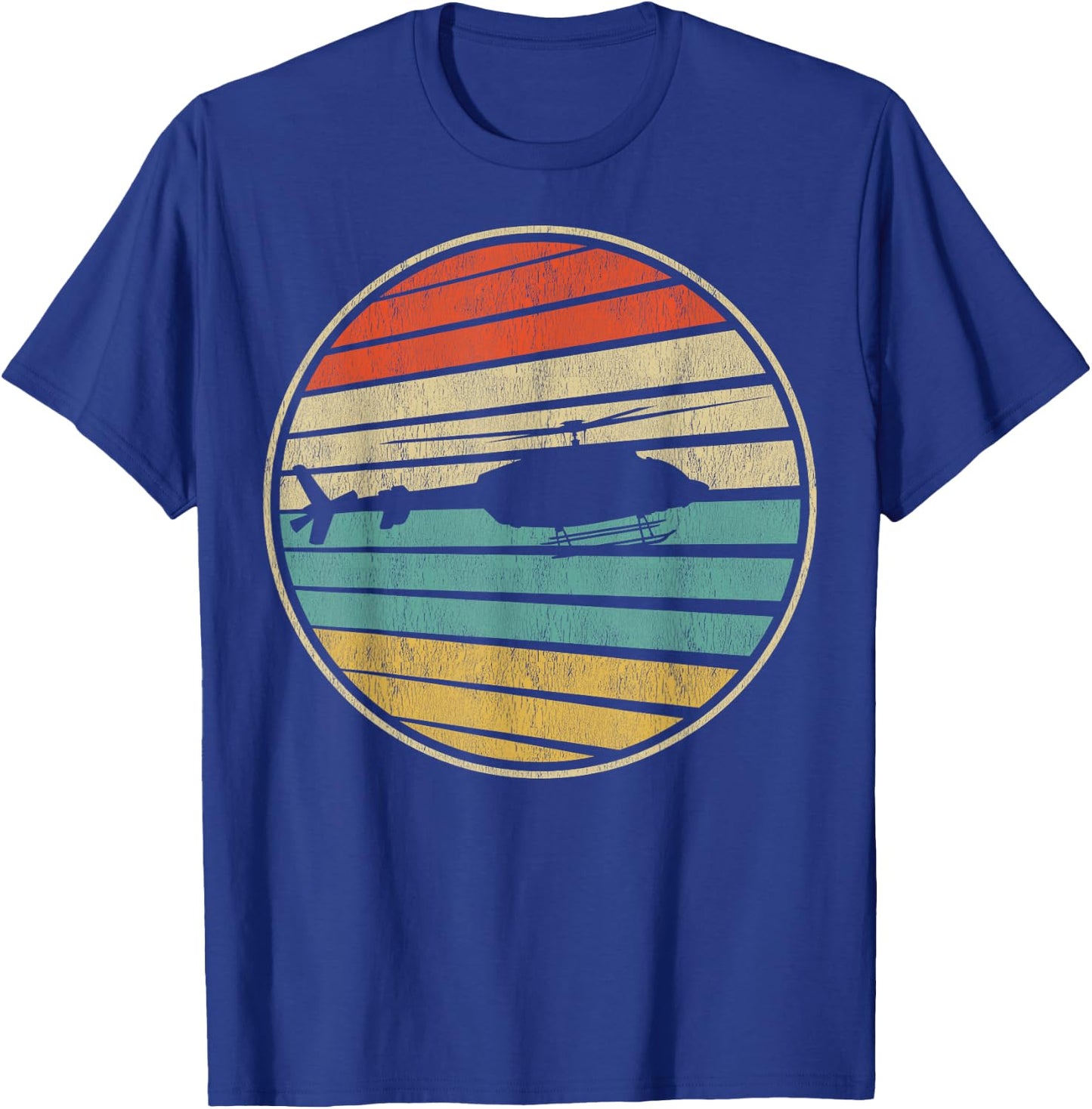 Cute Helicopter Gift Retro Vintage 70s 80s Helicopter Pilot T-Shirt - T-Shirt | Royal