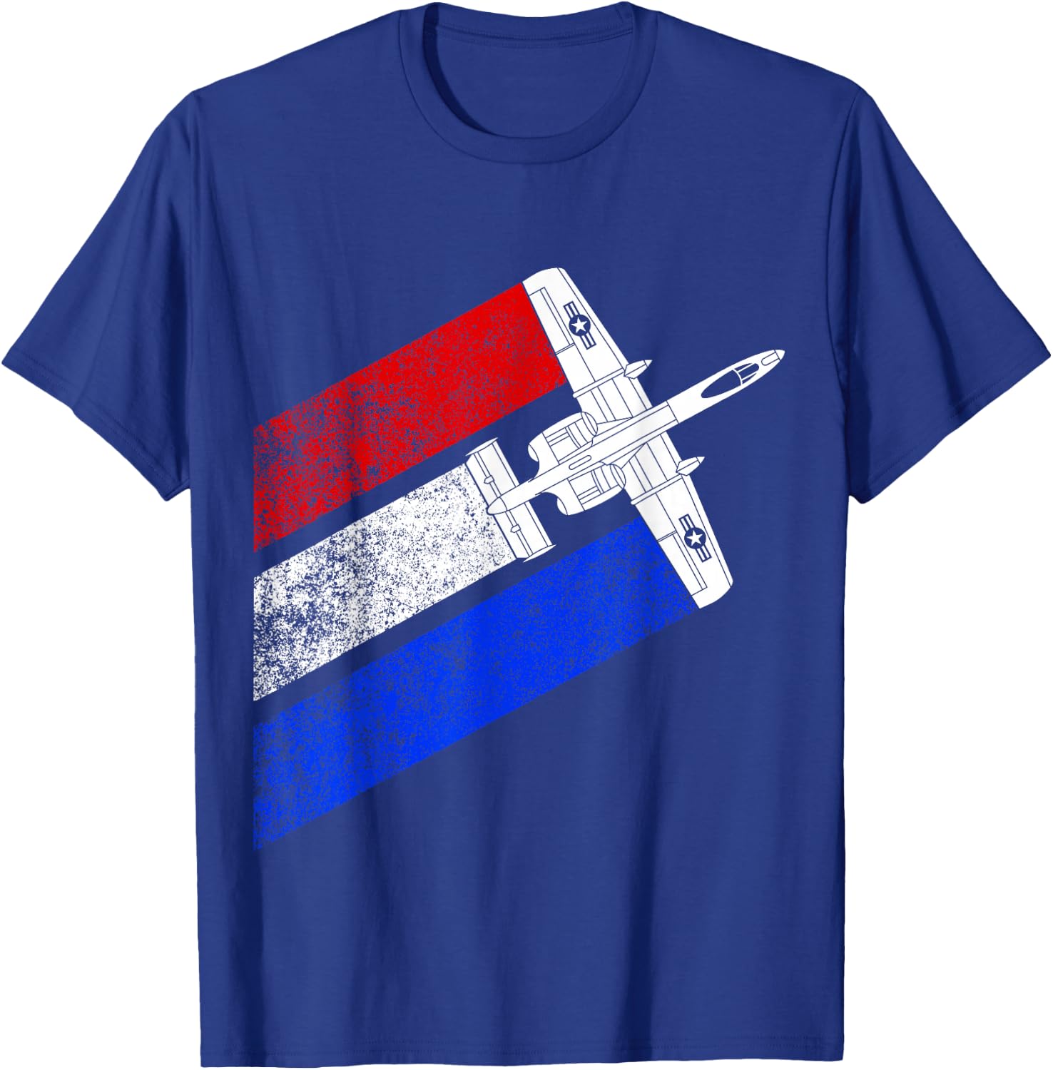 Vintage A-10 Warthog Plane Schematic US Flag T-Shirt - T-Shirt | Royal