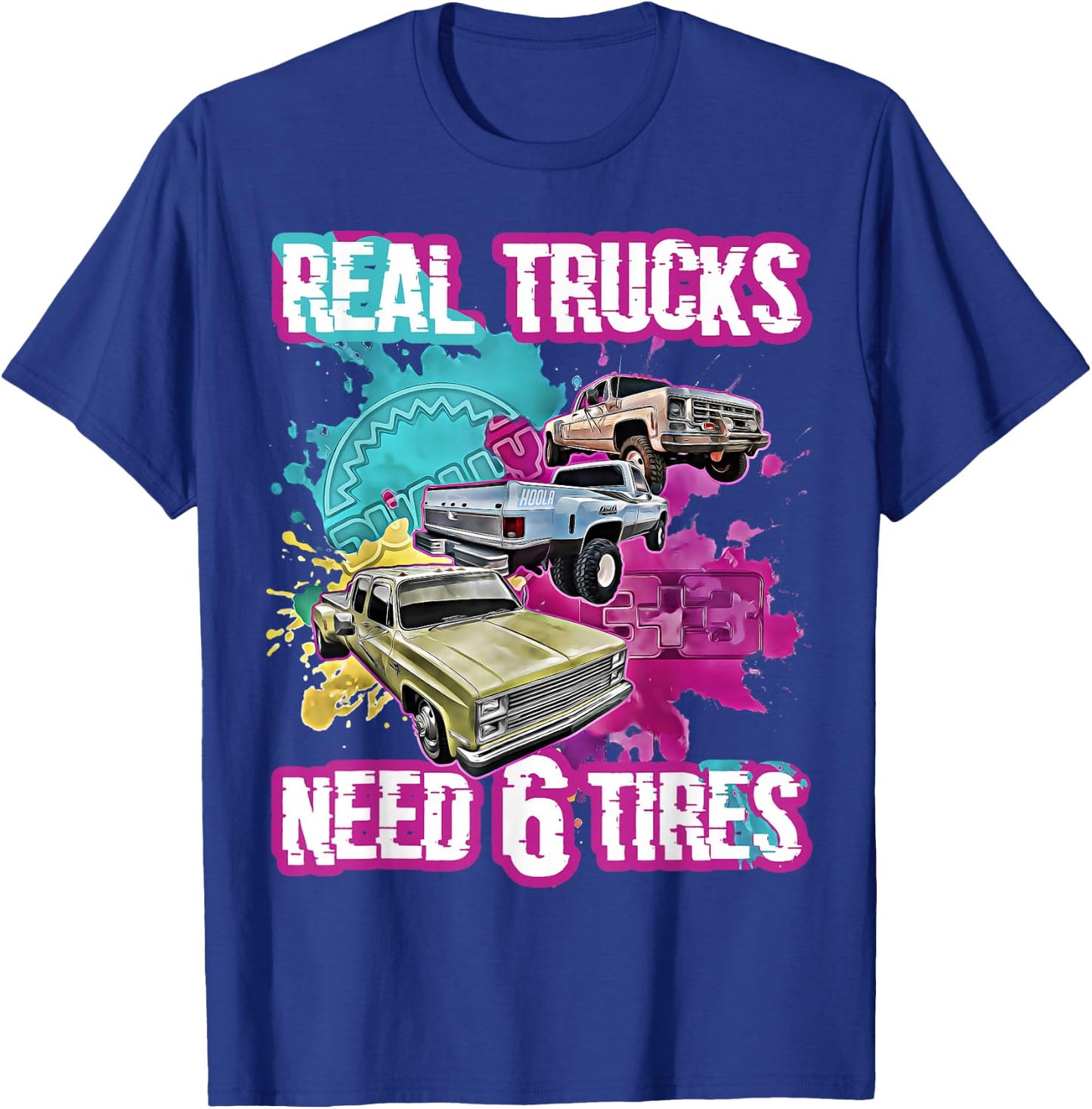Dually Truck,Dual Tires,Twin Wheels,Twin Tires,3+3,Lowered T-Shirt - T-Shirt | Royal
