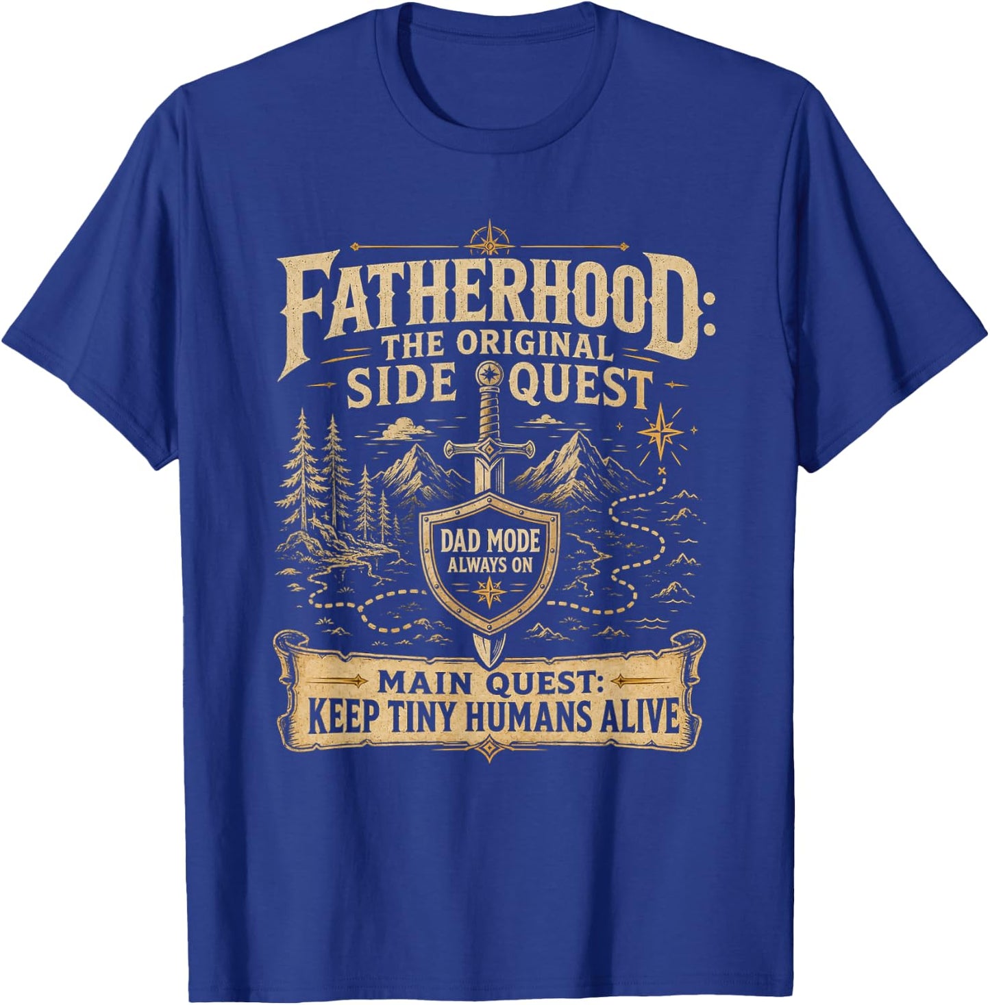 Father Fatherhood The Original Side Quest Dad Mode T-Shirt - T-Shirt | Royal