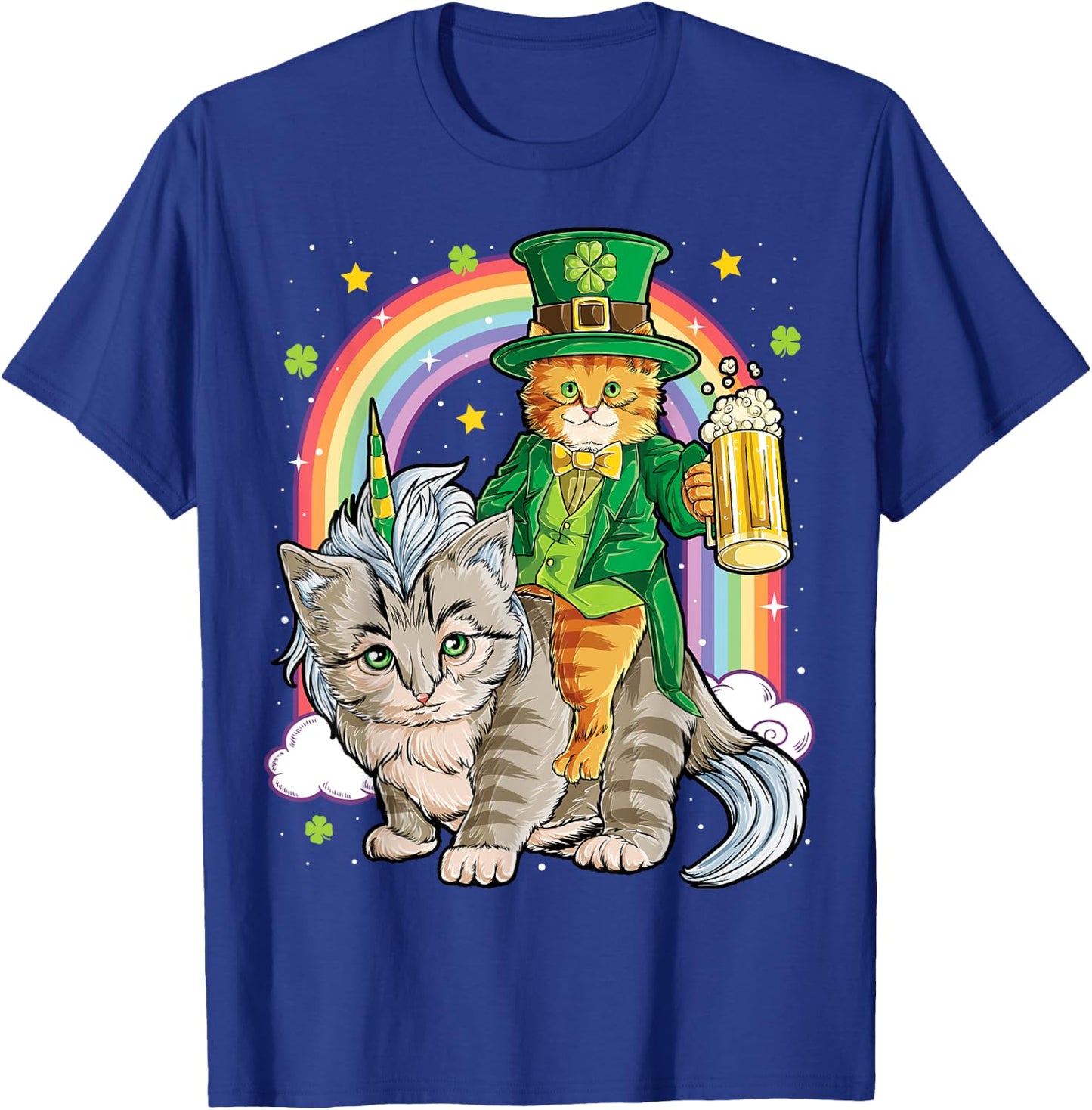 Cat St Patricks Day Leprechaun Riding Caticorn Unicorn Women T-Shirt - T-Shirt | Royal