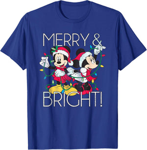 Disney - Minnie and Mickey Merry N Bright Foil T-Shirt - T-Shirt | Royal