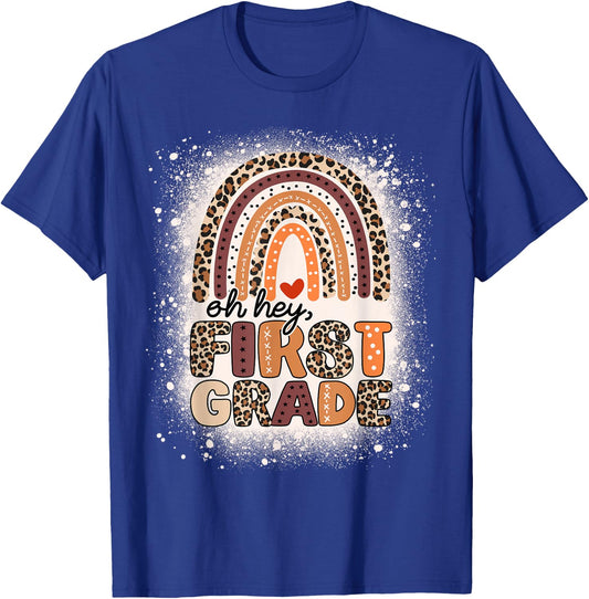 Oh Hey First Grade Rainbow Bleached 1st Day Of School Girls T-Shirt - T-Shirt | Royal