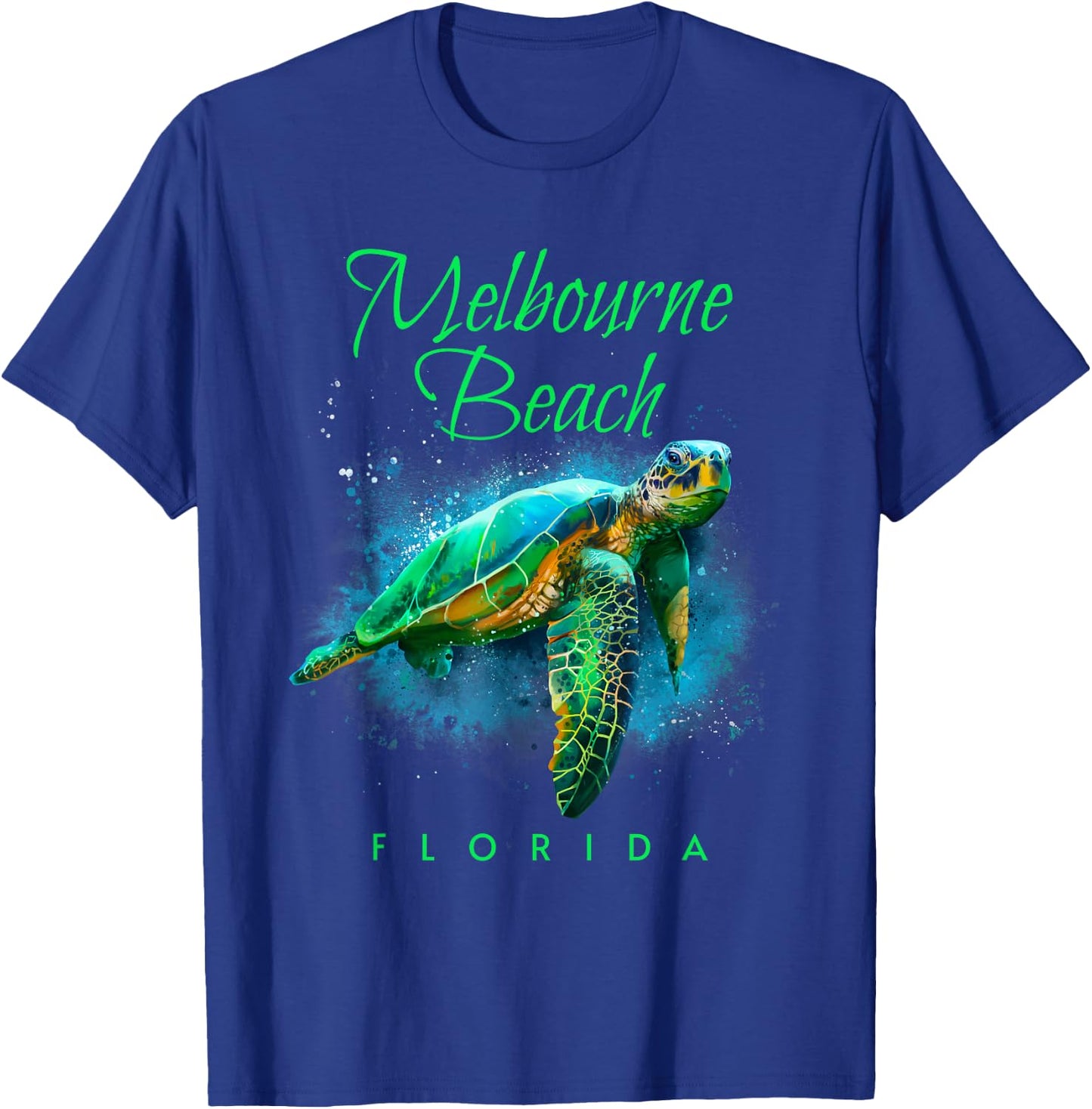 Melbourne Beach Florida Watercolor Sea Turtle T-Shirt - T-Shirt | Royal