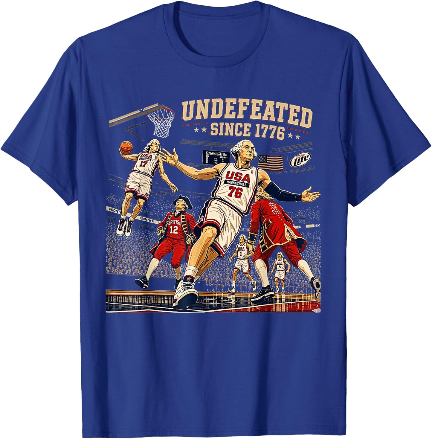 George Washington Play Basketball USA Undefeated Since 1776 T-Shirt - T-Shirt | Royal